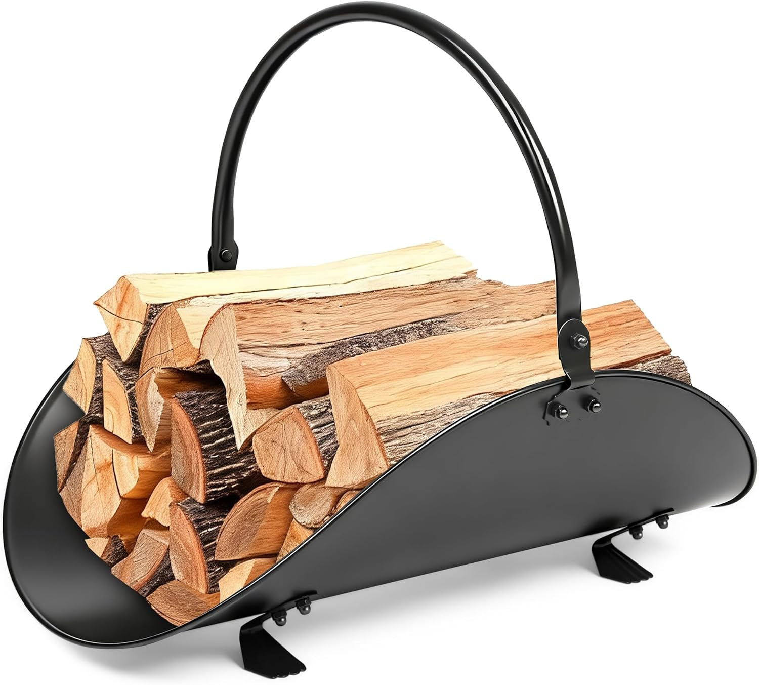 AMAGABELI GARDEN & HOME Fireplace Log Holder Indoor Firewood Basket Holder Carri