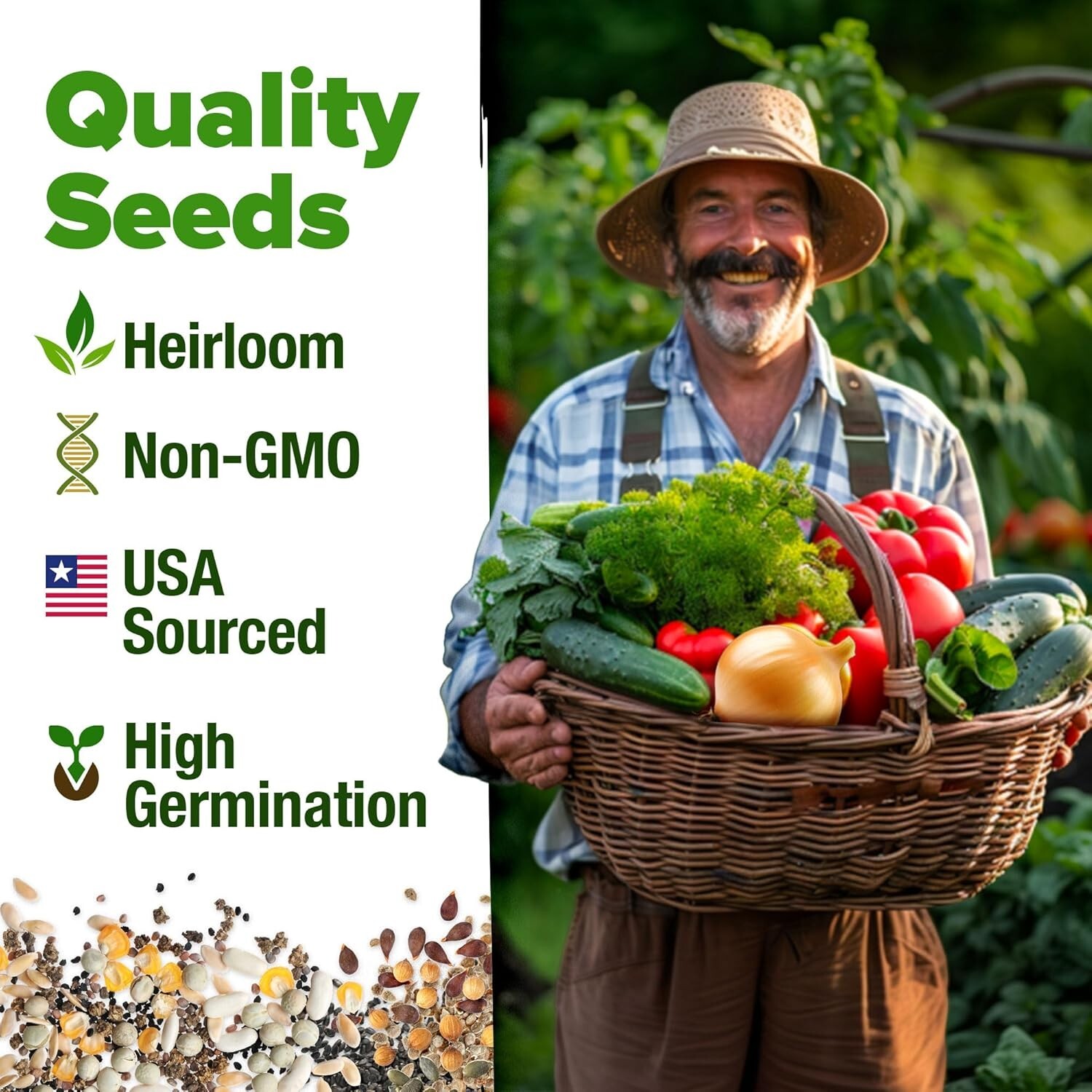 Vegetable Seeds Heirloom Non-GMO Garden Pack 16,000+ for Home Survival