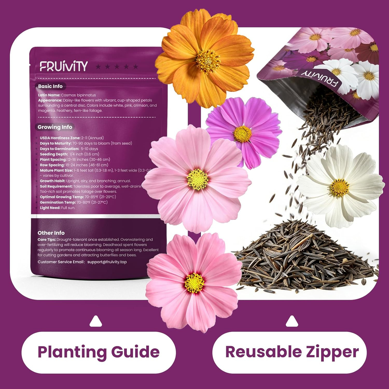 Cosmos Seeds Mix, 1 Ounce Over 5000+ Crazy Blend Cosmo Flowers Seed for Planting