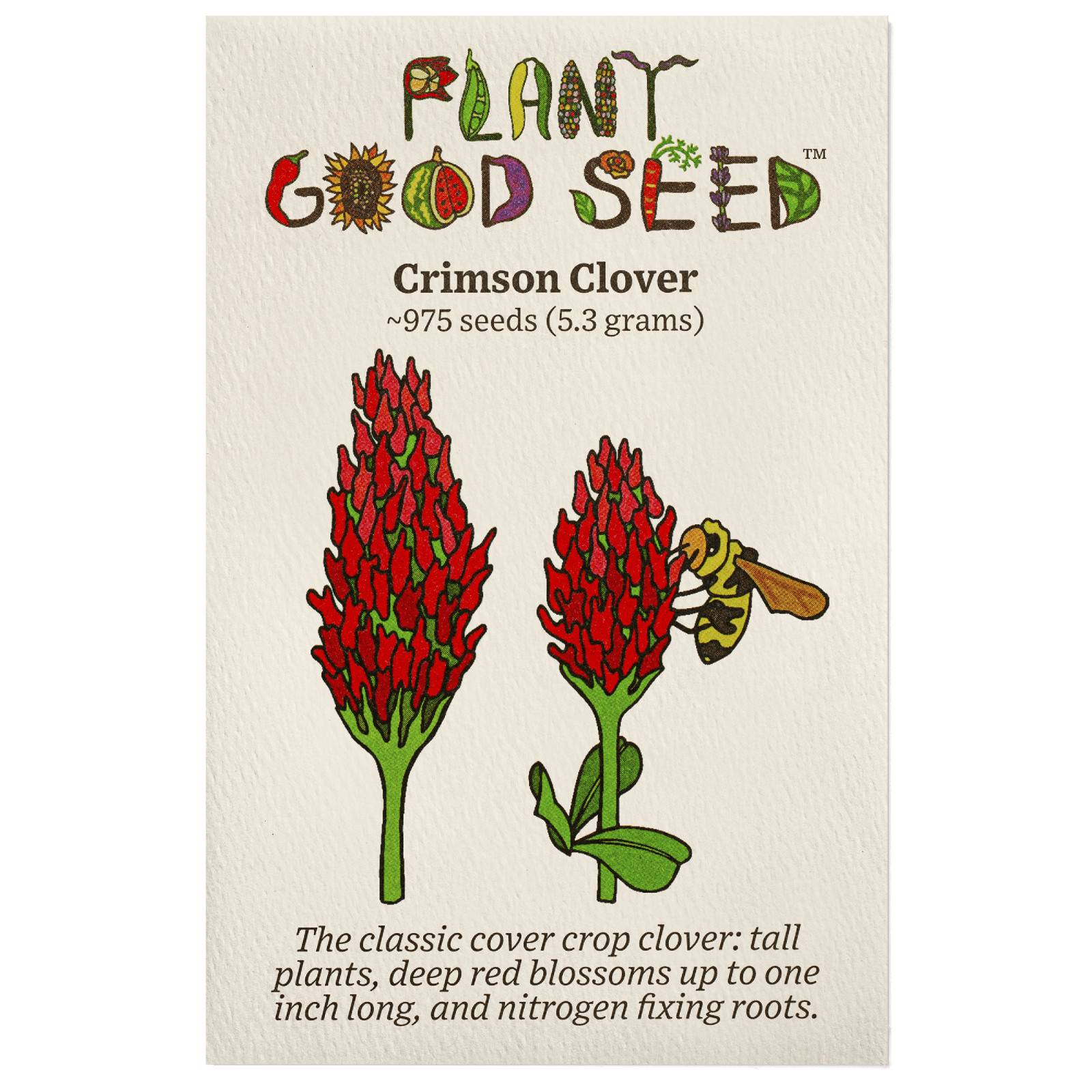 Italian Crimson Clover Seeds for Planting: Certified Organic Bulk Seed Packet