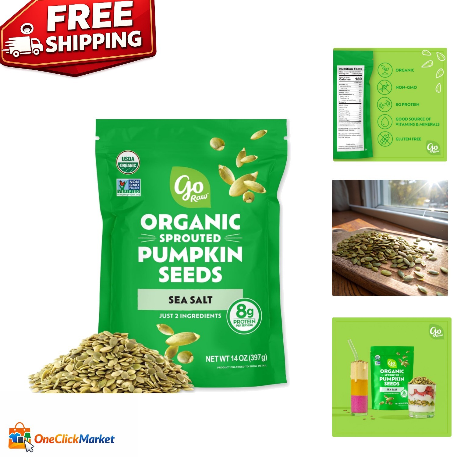 14 Oz Organic Pumpkin Seeds – Perfect for a Nutritious and Delicious Snack