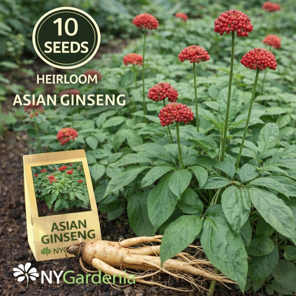 10 Asian Ginseng Seeds Heirloom Medicinal Herb Garden Shade Growing