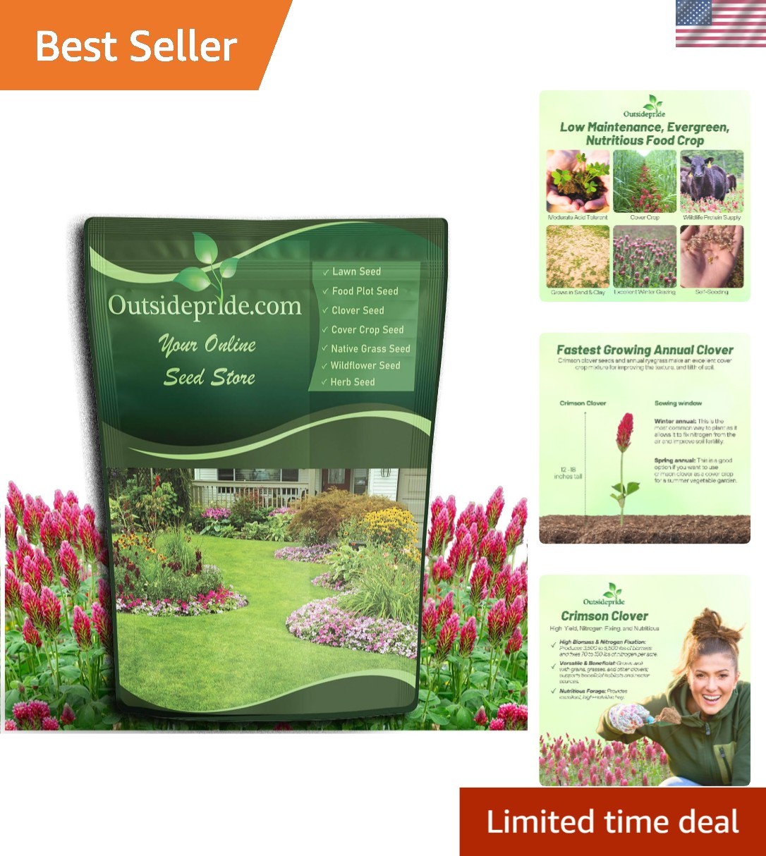 Sow Easy! 5 lbs of Crimson Clover Seeds – Ideal for Winter Grazing & Soil Health