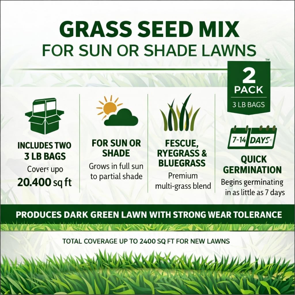 Jonathan Green Black Beauty Ultra Grass Seed for Sun or Shade Lawns, All Gras…