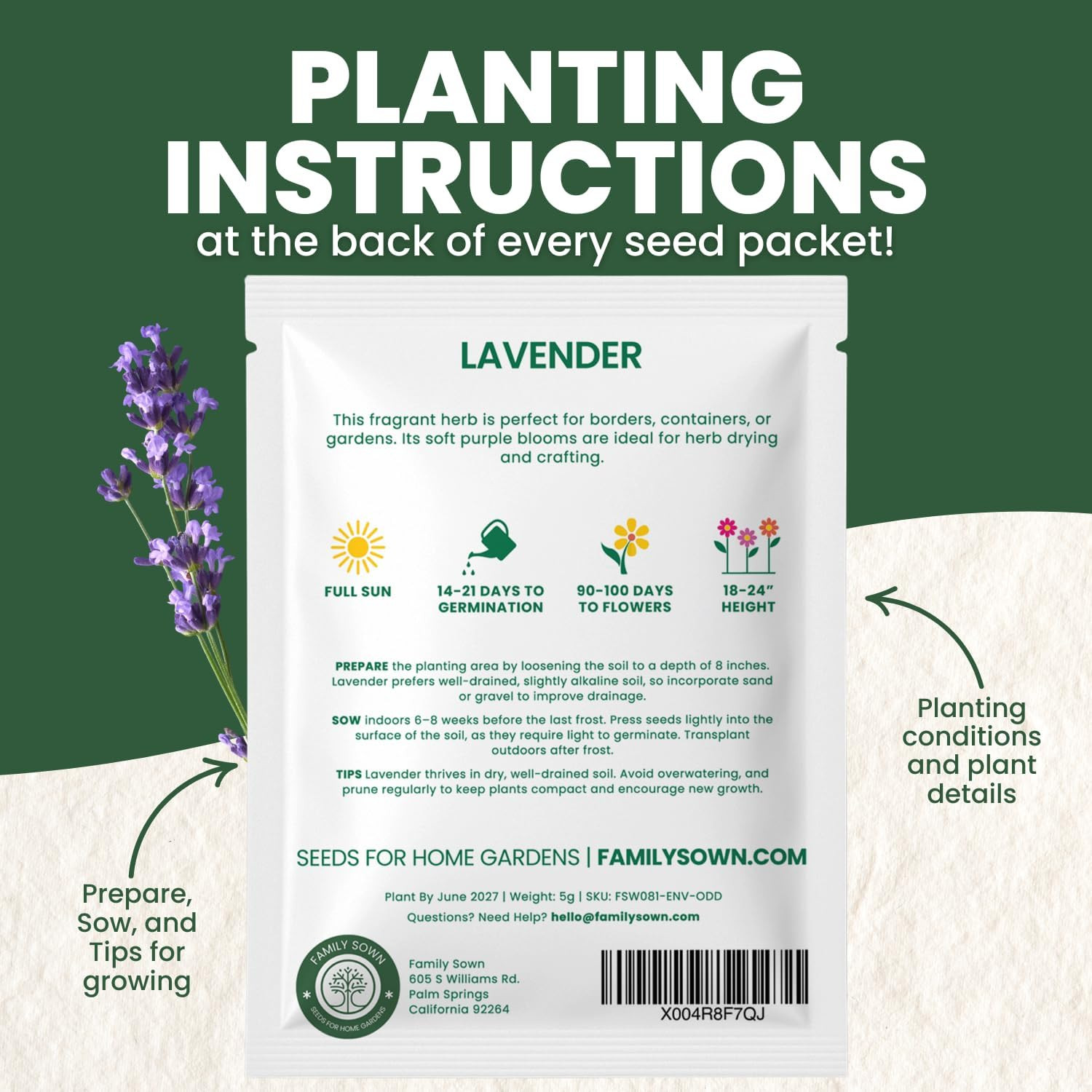 Lavender – 5,000 Seeds for Planting – 2026 Season – 5 Gram Pouch