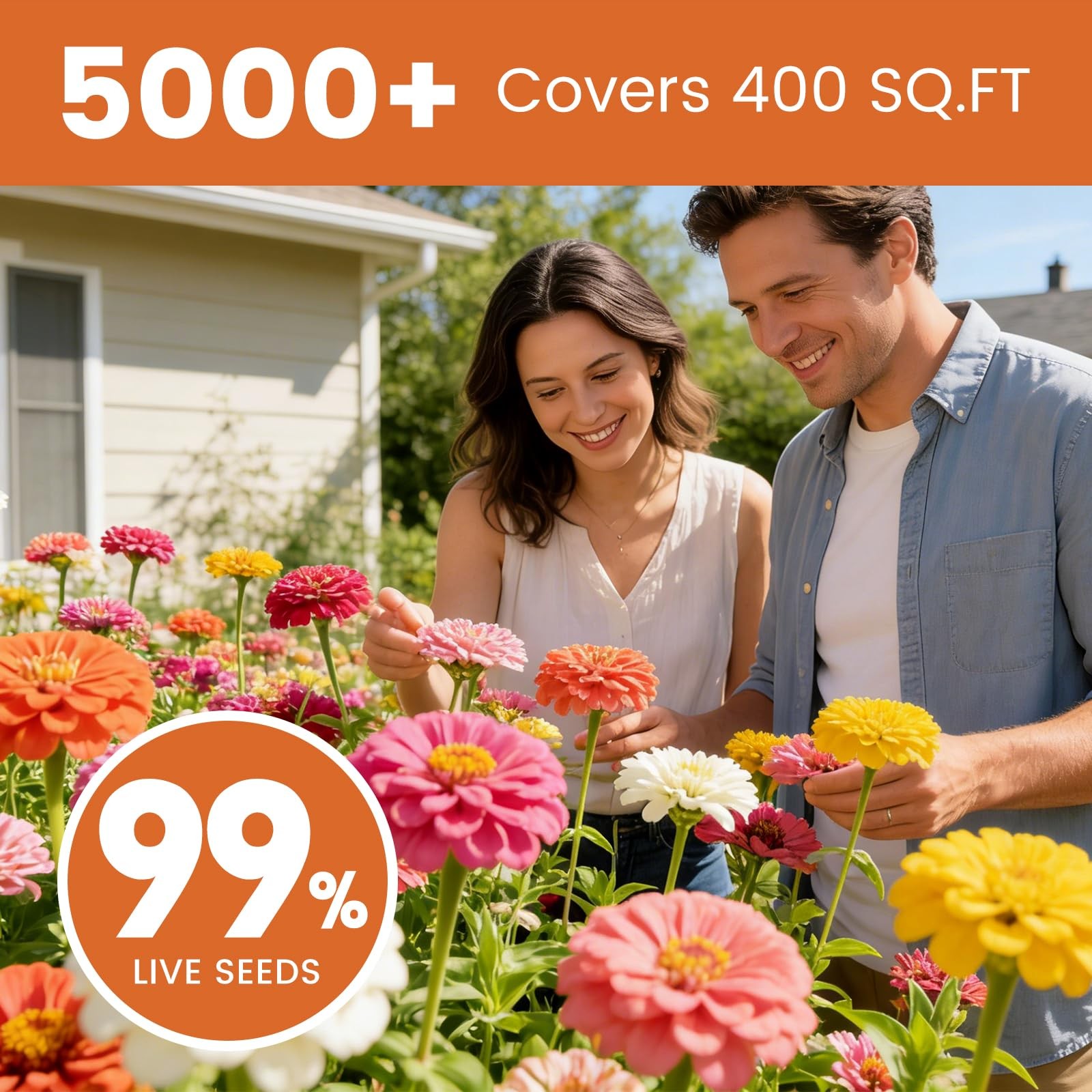 Zinnia Seeds for 2026 Planting, 5000+ Flowers Seeds, 7 Vibrant Colors Mix & L…