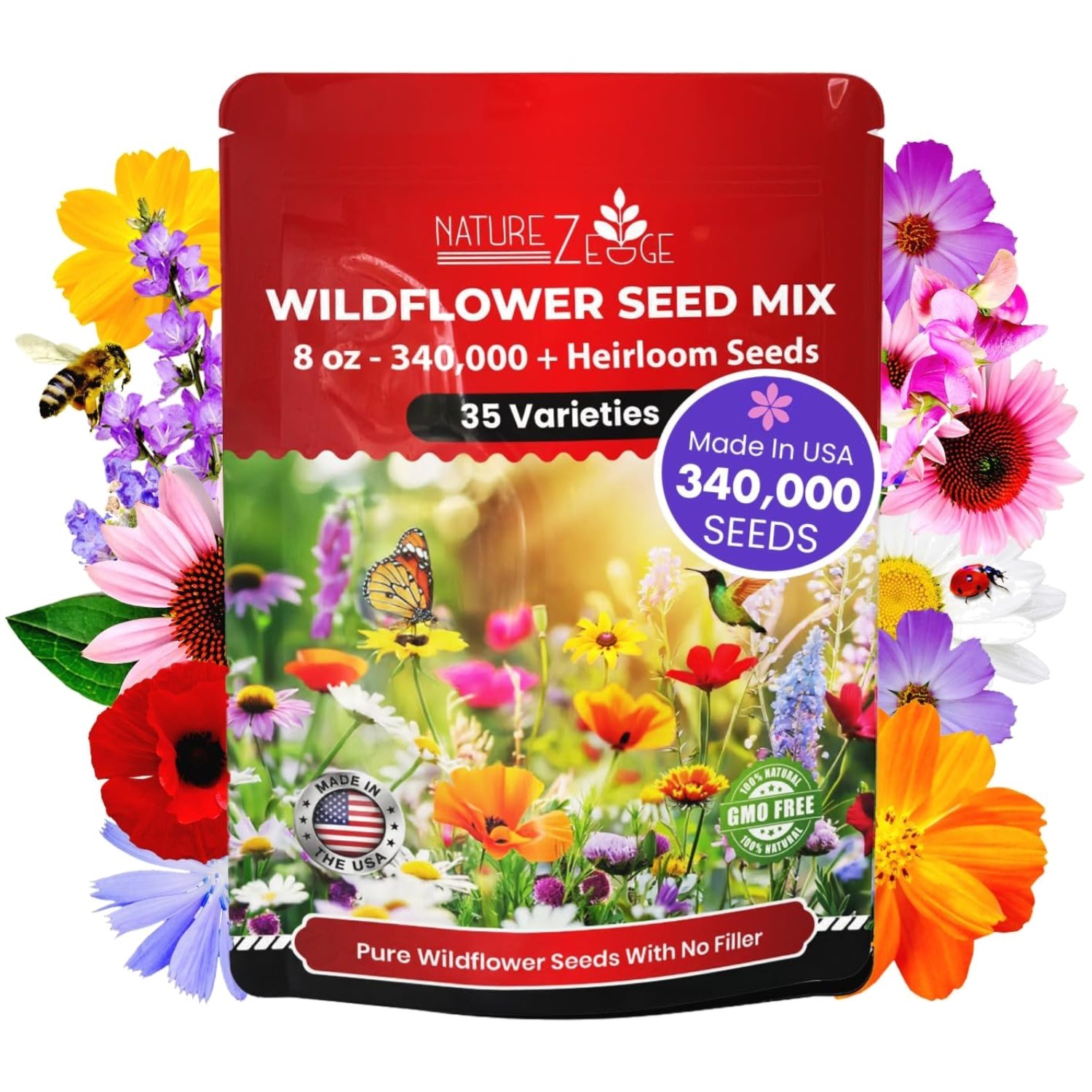 Eco-Friendly Wildflower Seed Pack – 1/2 lb, 35 Varieties for Outdoor Beauty