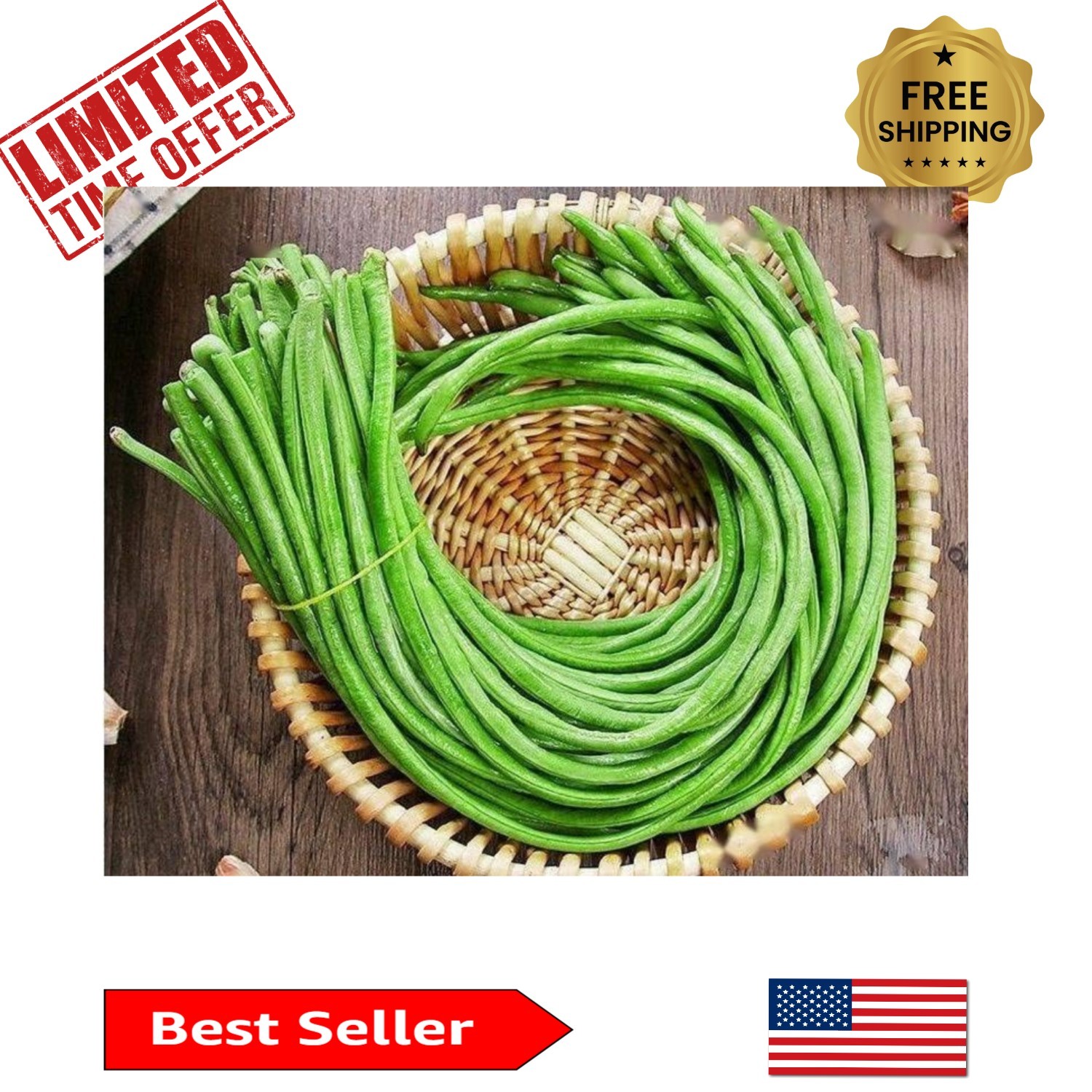 High-Yield Yard Long Bean Seeds – 85 Days Maturity for Home Vegetable Gardens