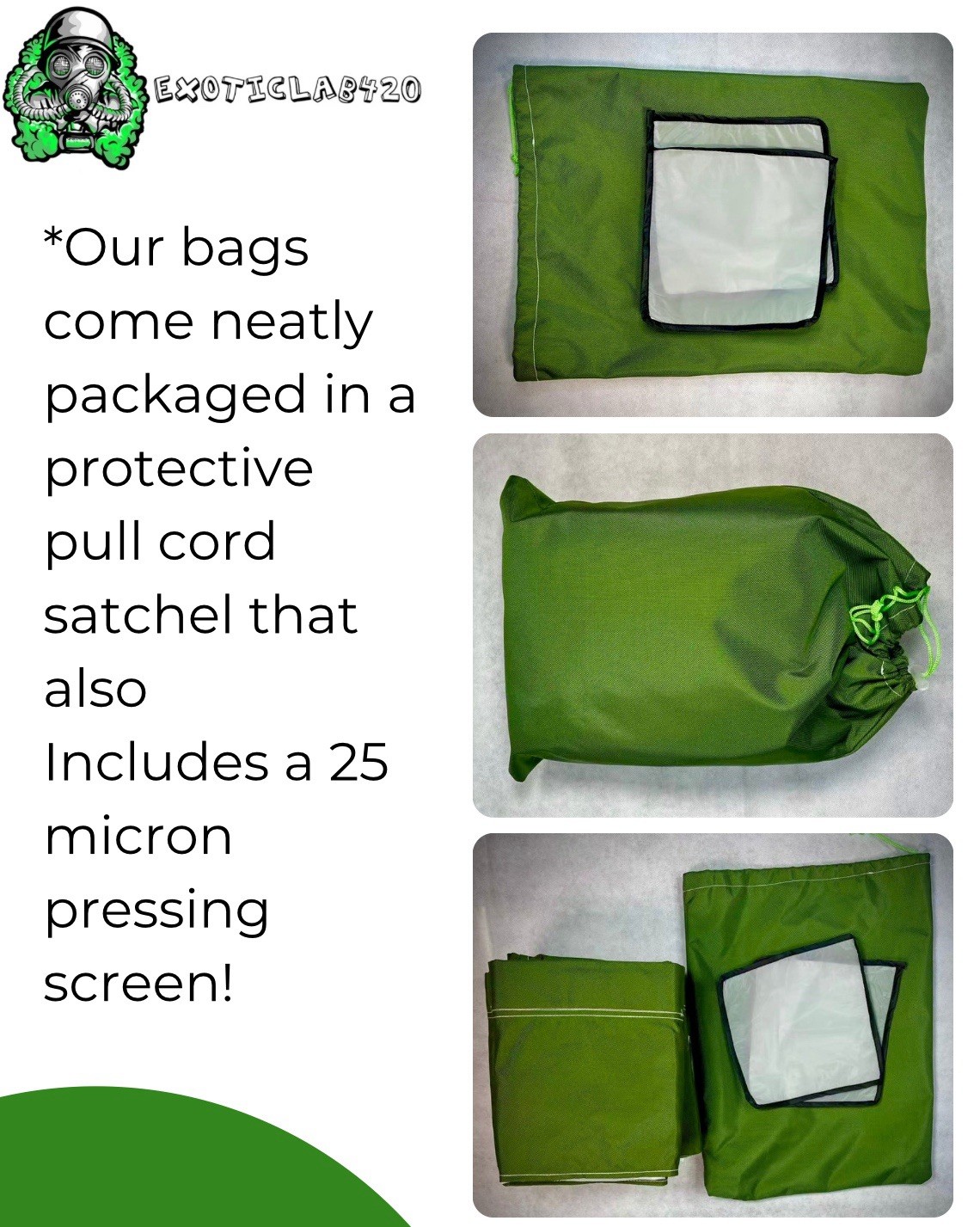 NEW 32Gallon(Green or White)Exoticlab420 73 micron single bag(Buy 5 Get 1 Free)
