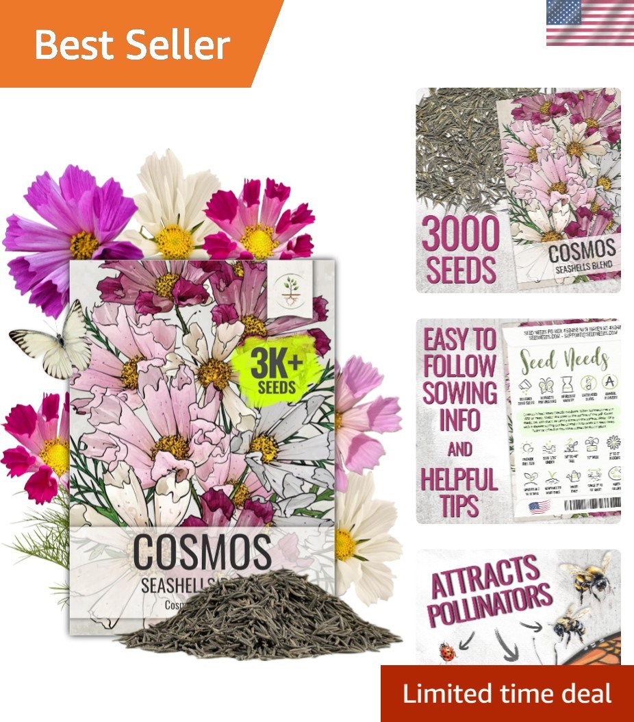 Seashells Cosmos 3,000+ Heirloom Seeds – Drought Tolerant & Gorgeous Cut Flowers