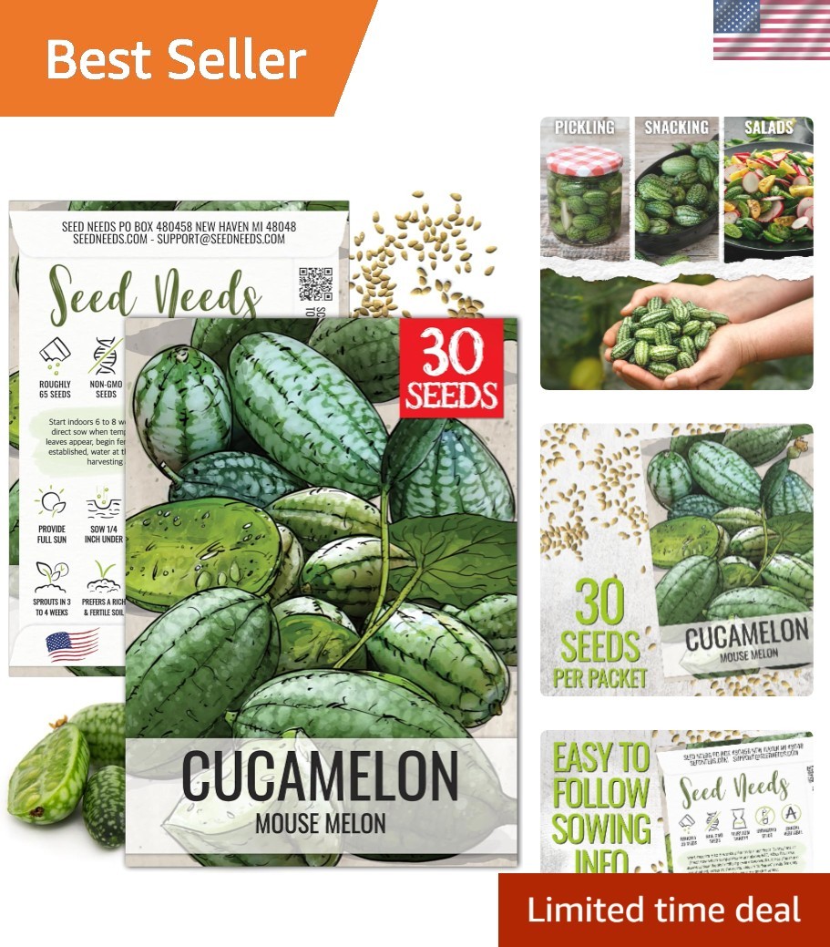 Delicious & Fun Cucamelon Seeds – Grow Mini Watermelons – 1 Pack of 30 Seeds