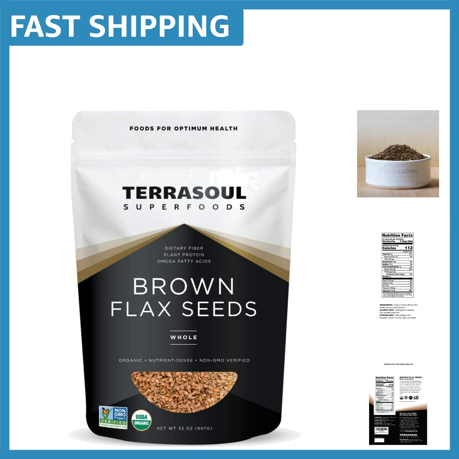 2 Pound Gluten-Free Organic Brown Flax Seeds – Nutrient-Dense, -Friendly