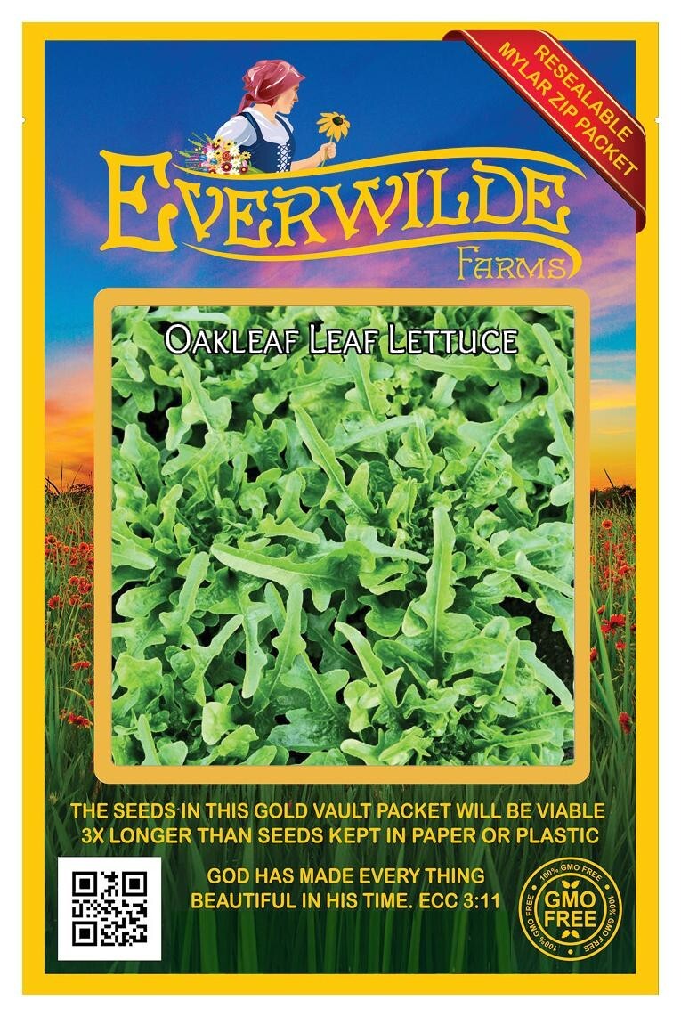 1 Oz Oakleaf Leaf Lettuce Seeds – Everwilde Farms Mylar Seed Packet