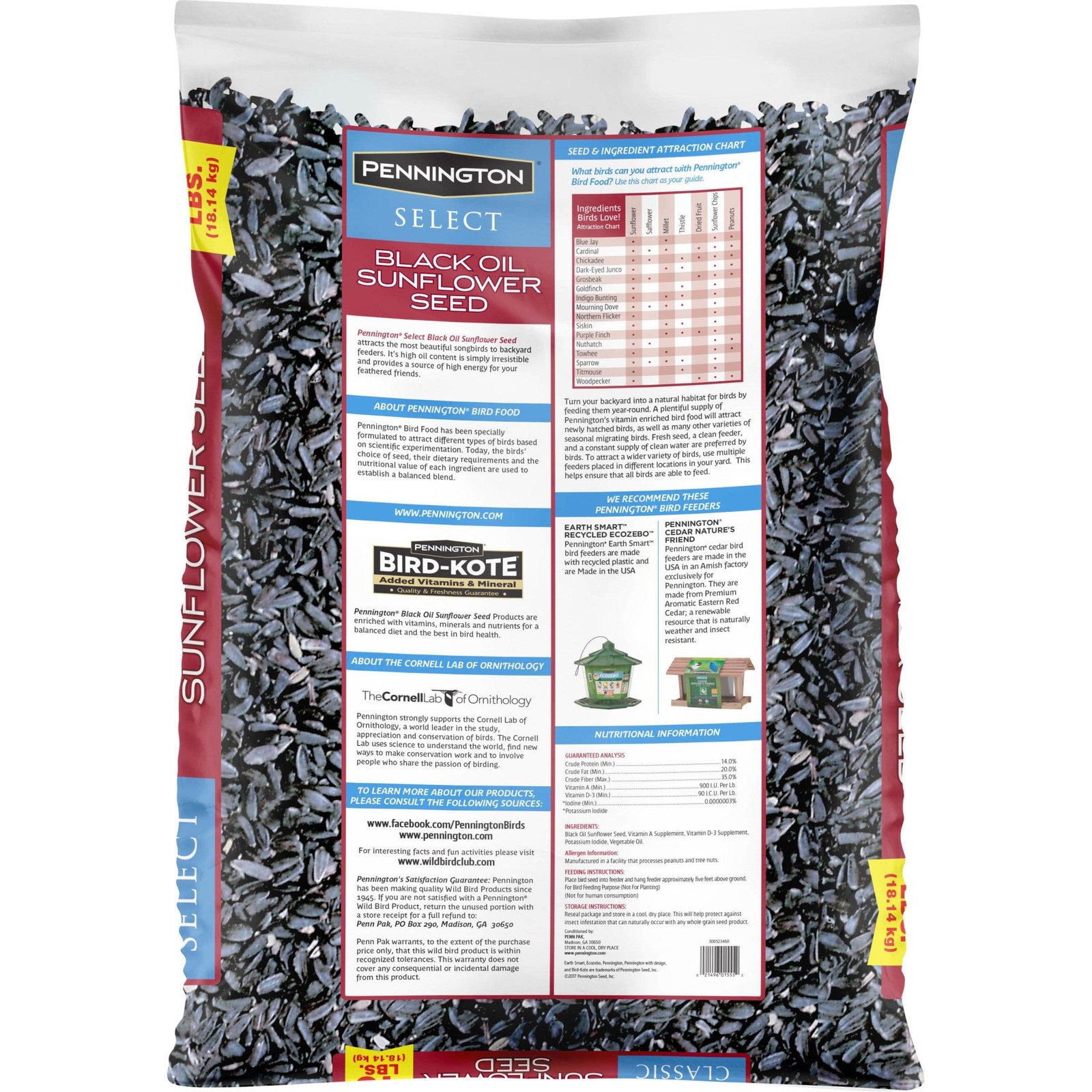 Pennington Select Black Oil Sunflower Seed Wild Bird Dry Feed, 10 lb. New Bag