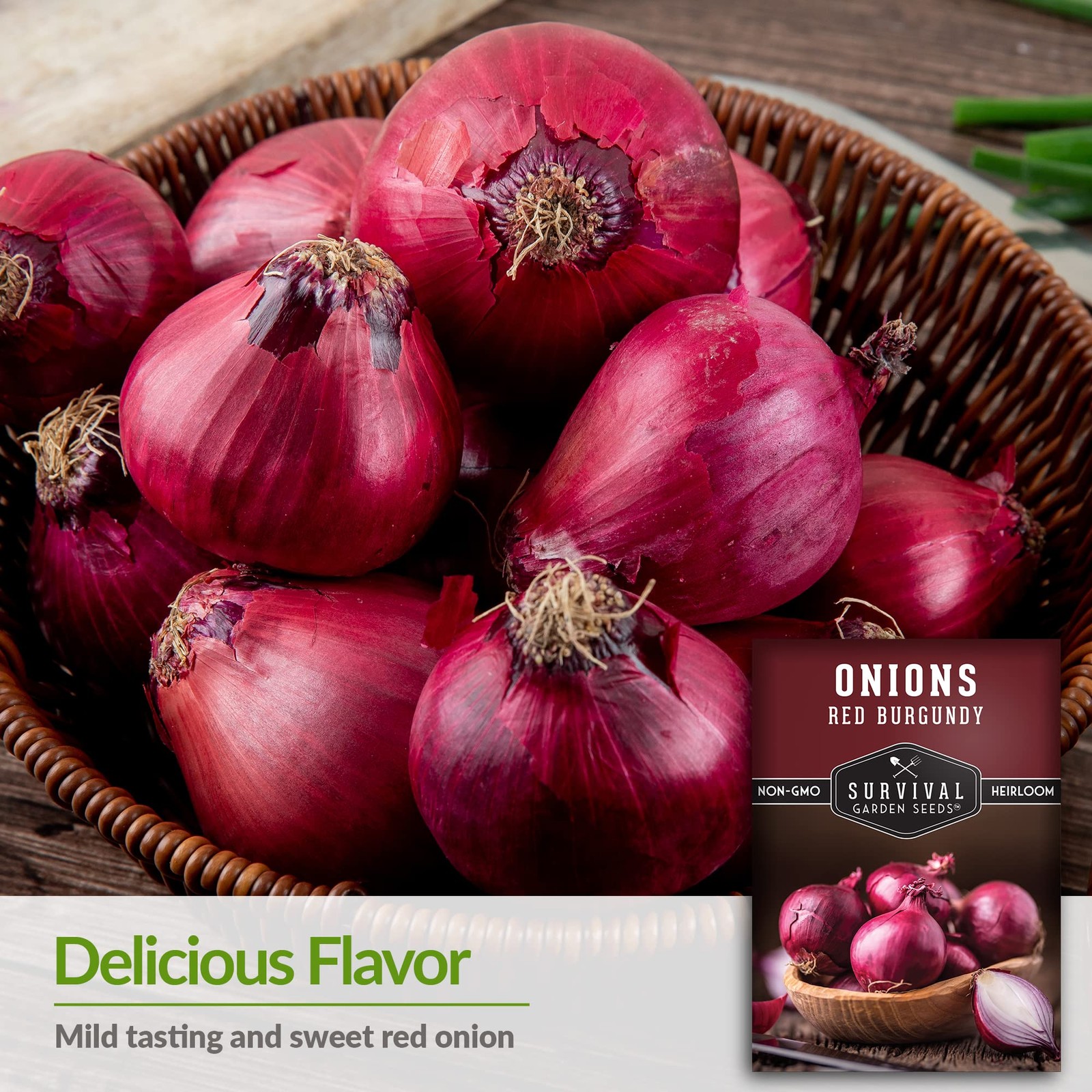 Red Burgundy Onion Seeds – Sweet Mild Short Day Heirloom Non-GMO Variety