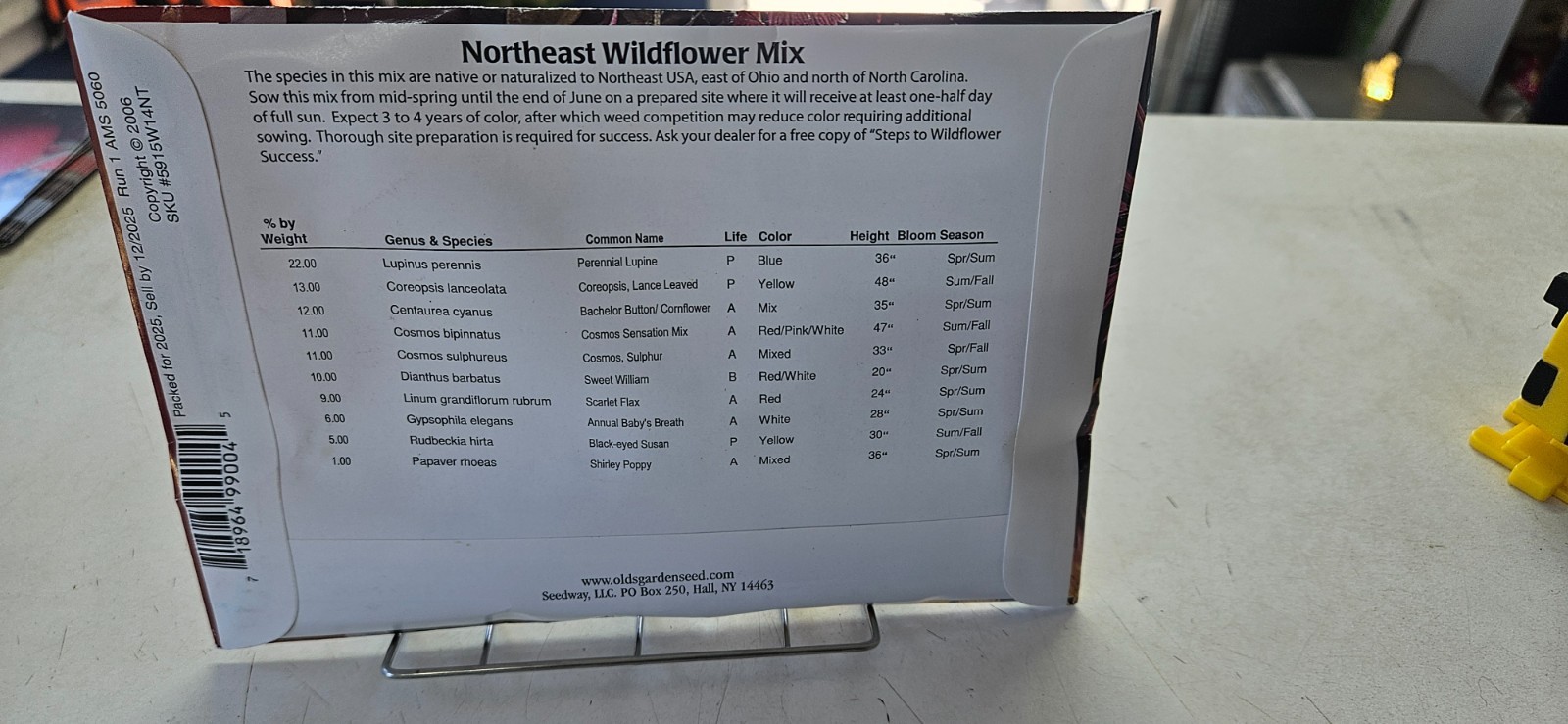 Northeast Wildflower Mix, Perennial & Annual Species Sows 500 sq ft