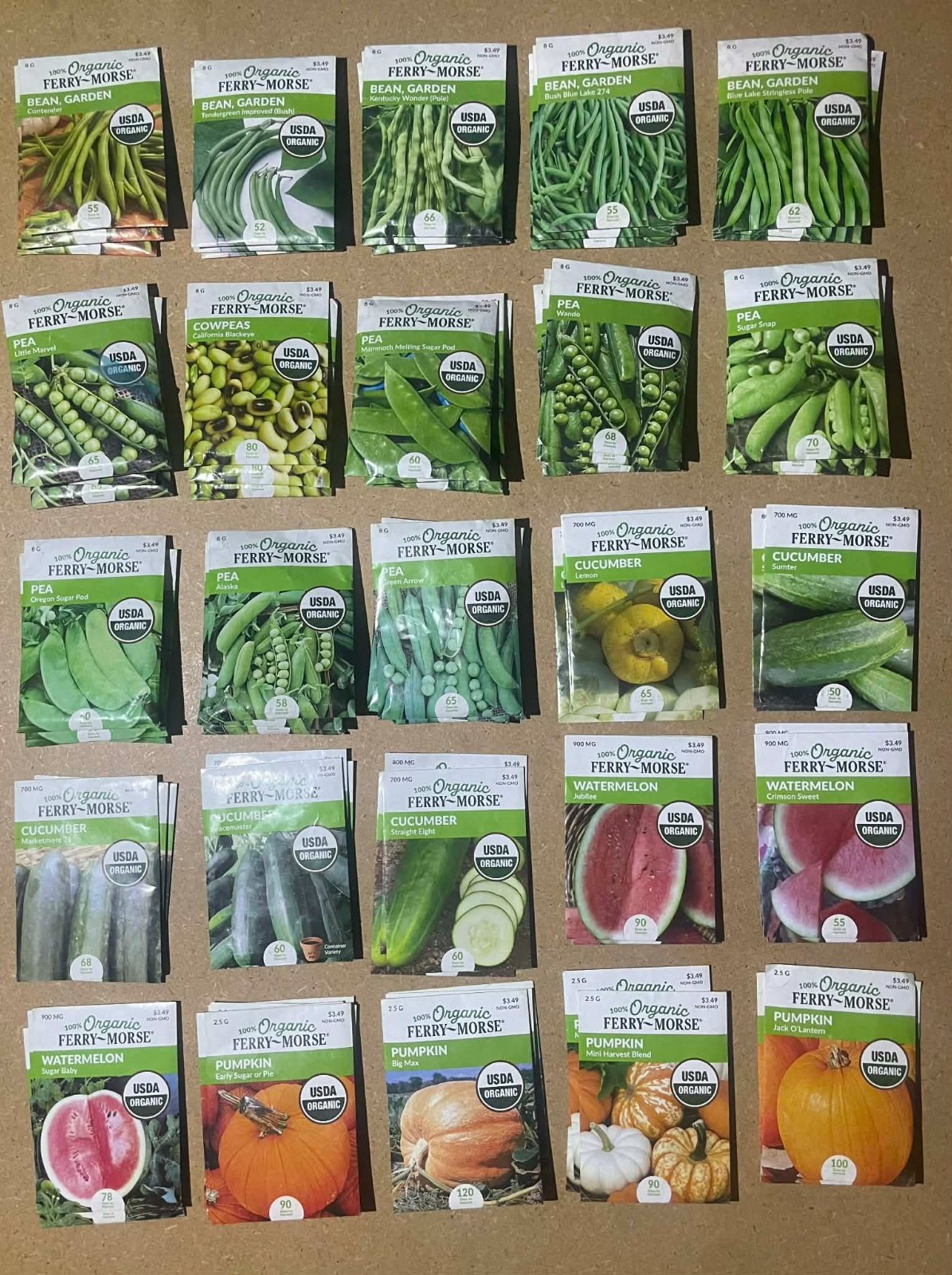 Lot of 225 Ferry Morse Herb and Vegetable Seeds. Non Gmo. Dated 2025
