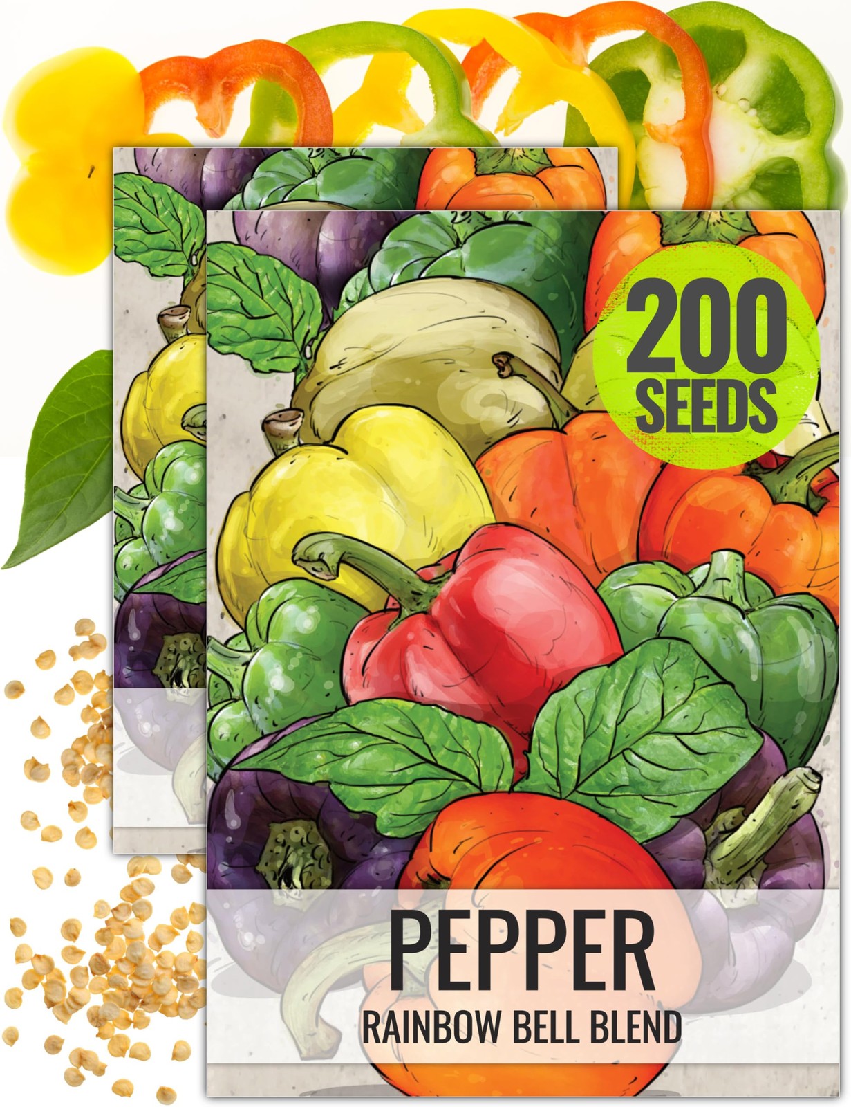 Rainbow Bell Pepper Seeds – Non-GMO Heirloom for Organic Vegetable Gardening (2