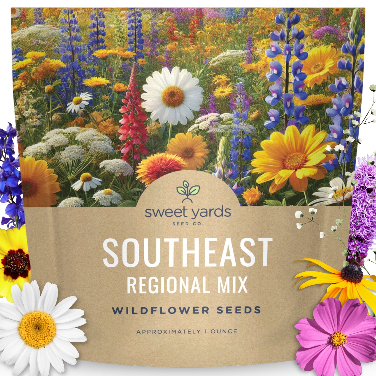 Southeast Wildflower Seed Mix 12,000 Flower Seeds in 1 Ounce Packet