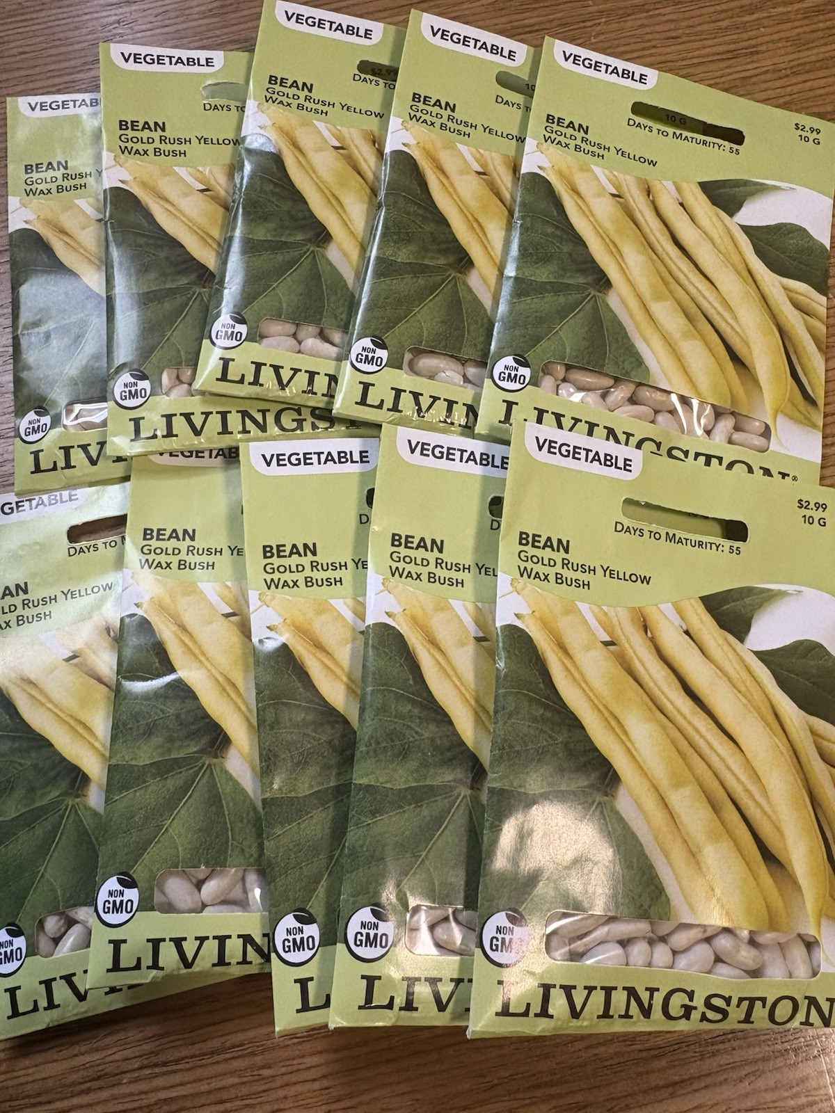 10 PACKS OF 10 G Livingston Seeds Gold Rush Yellow Wax Bush Bean Non-GMO Seeds