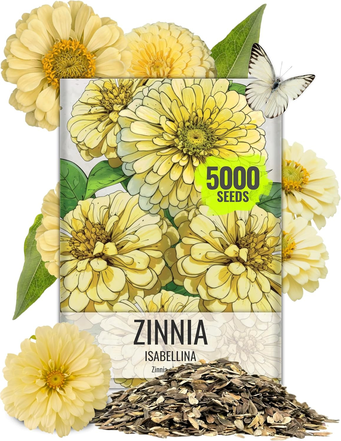 Zinnia Seeds Isabellina Yellow Variety Fast Blooming | ,000+ Heirloom & Open Pol