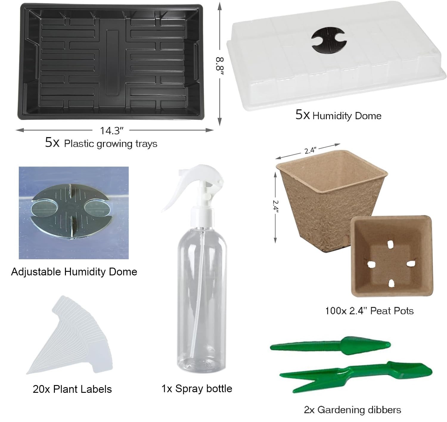 Taietc Seed Starter 9 inches (W) x 14.5 (L) x 4.5 (H), Black
