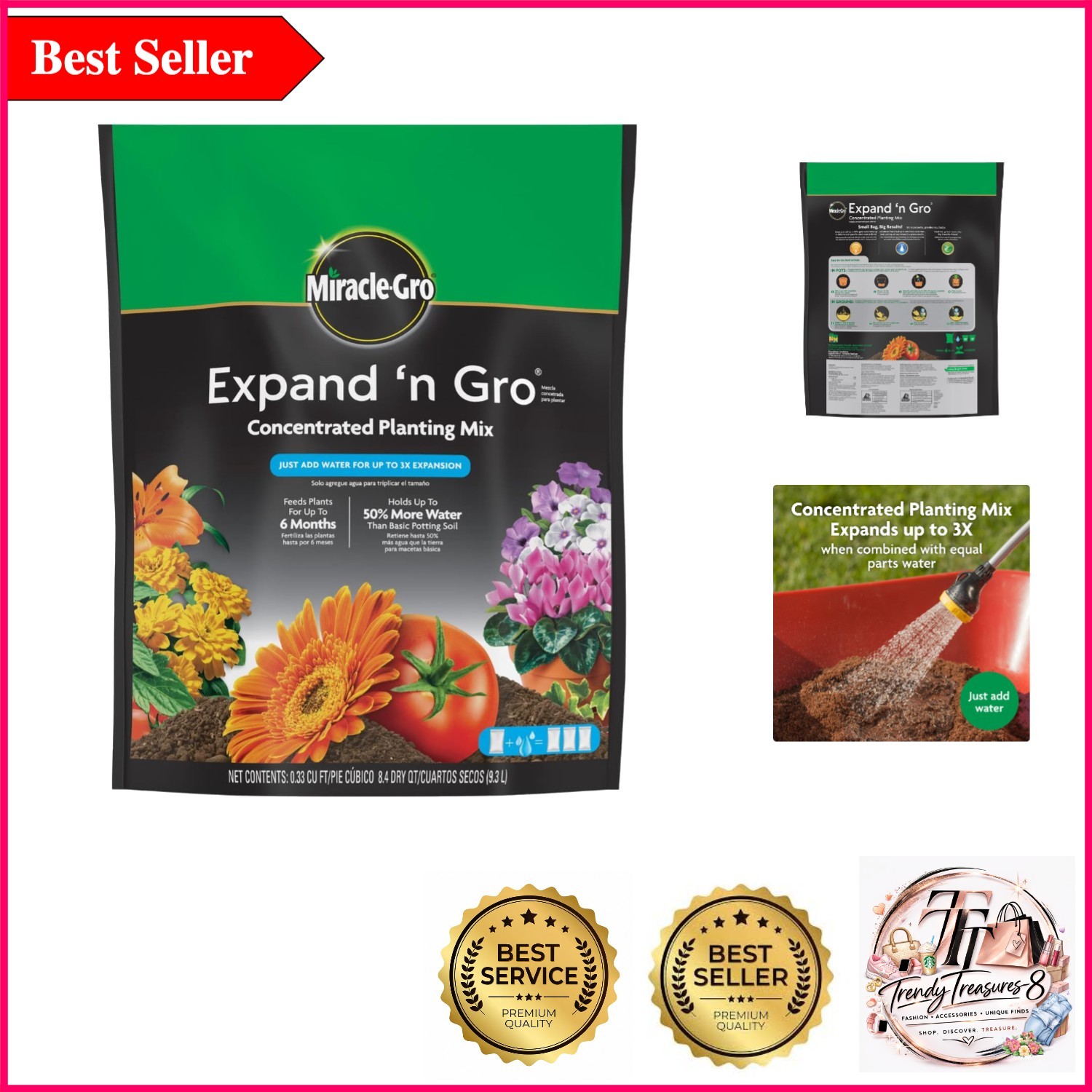 Expand ‘n Gro Concentrated Planting Mix — Expand Up to 3X, Feeds 6 , Lightwei…