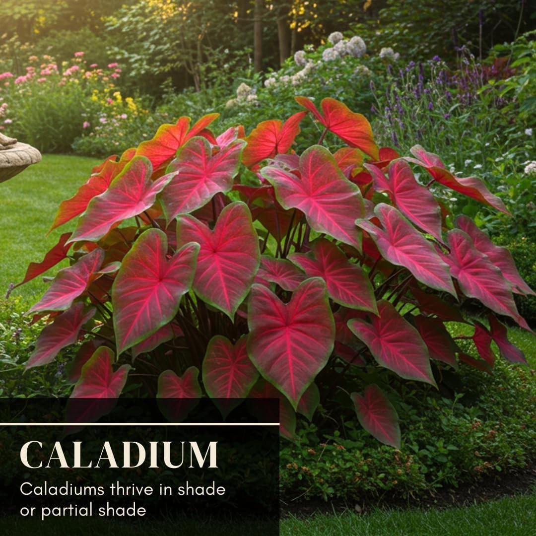 Florida Cardinal Caladium Bulbs for Planting – Perennial Hosta – Heart Shaped…