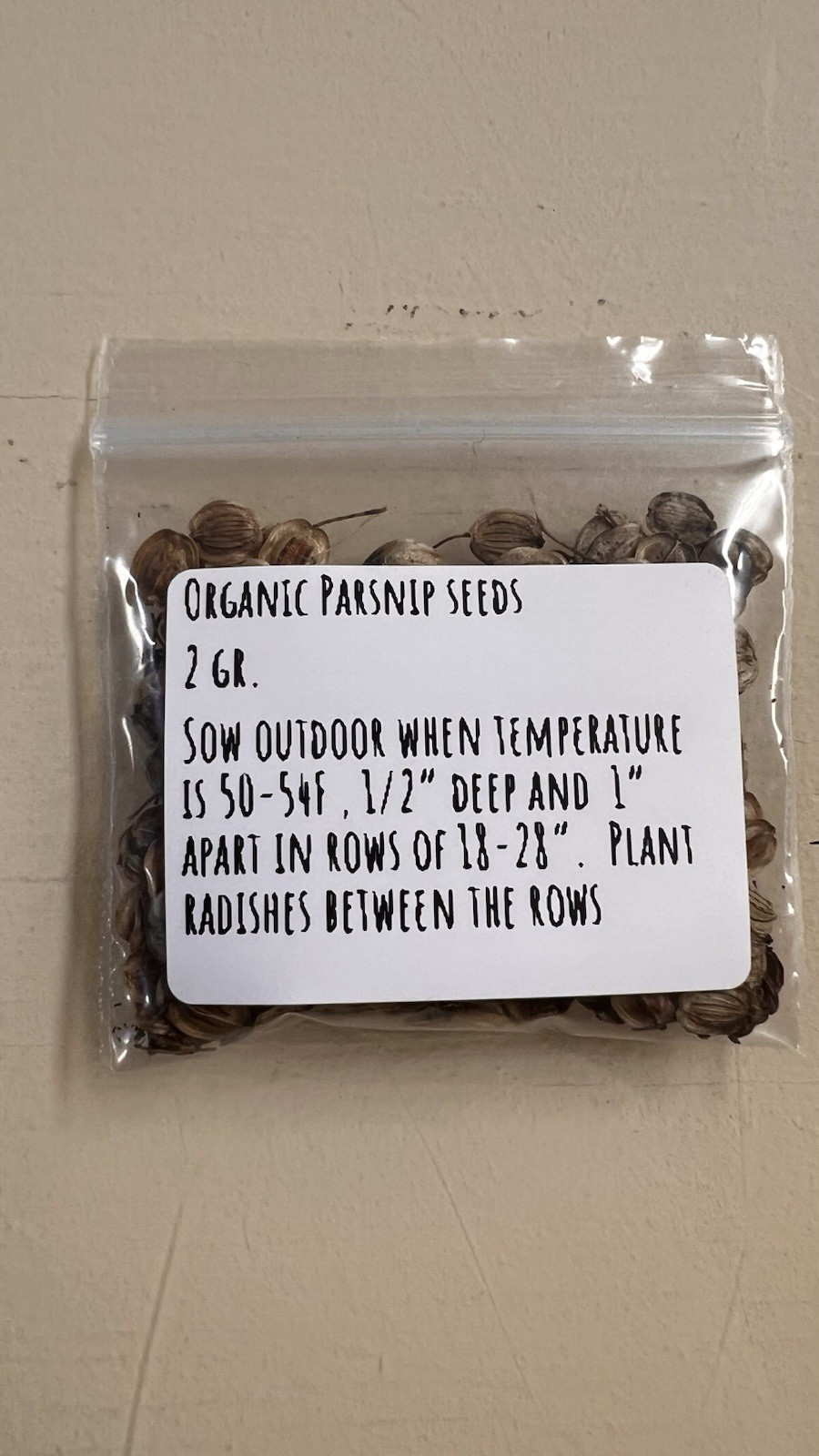 Organic PARSNIP SEEDS, 2 grams