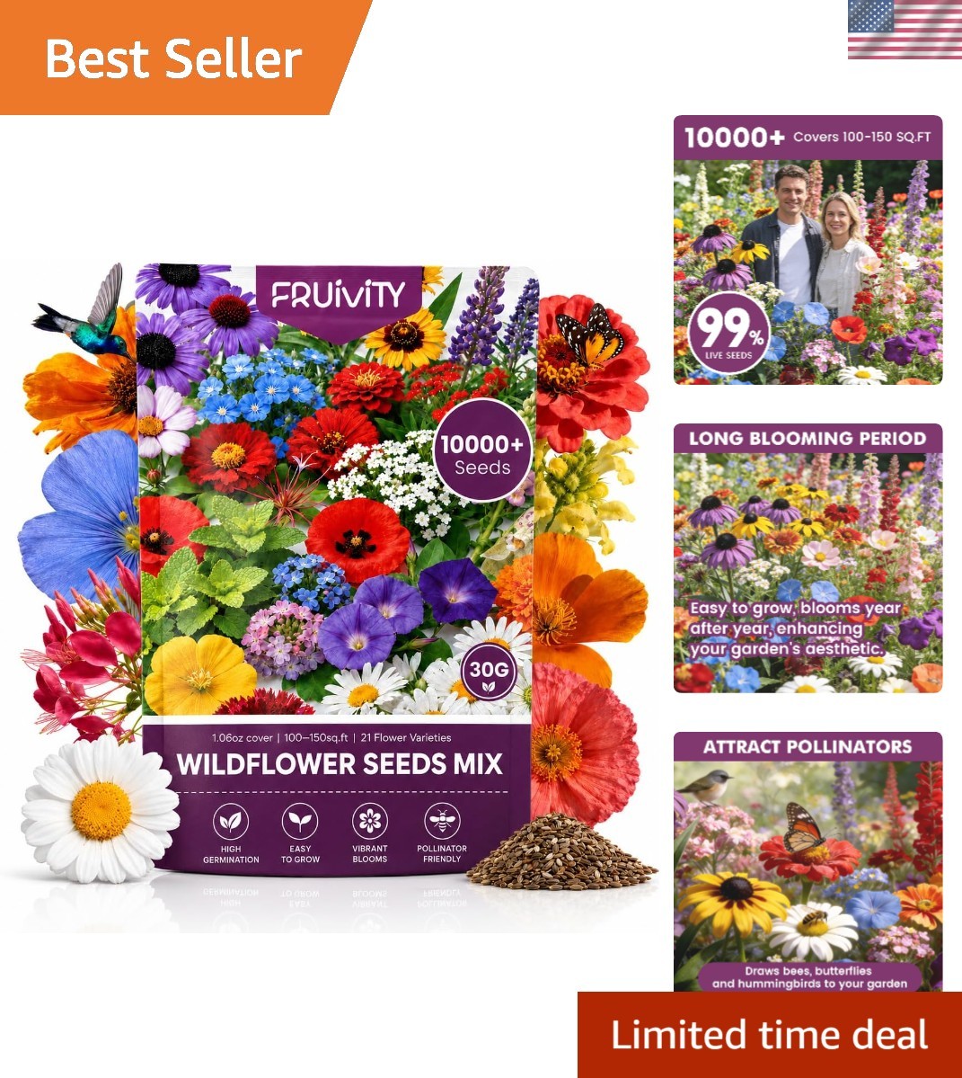 Drought Tolerant Wildflower Seeds for Vibrant Butterfly Gardens – 21 Varieties
