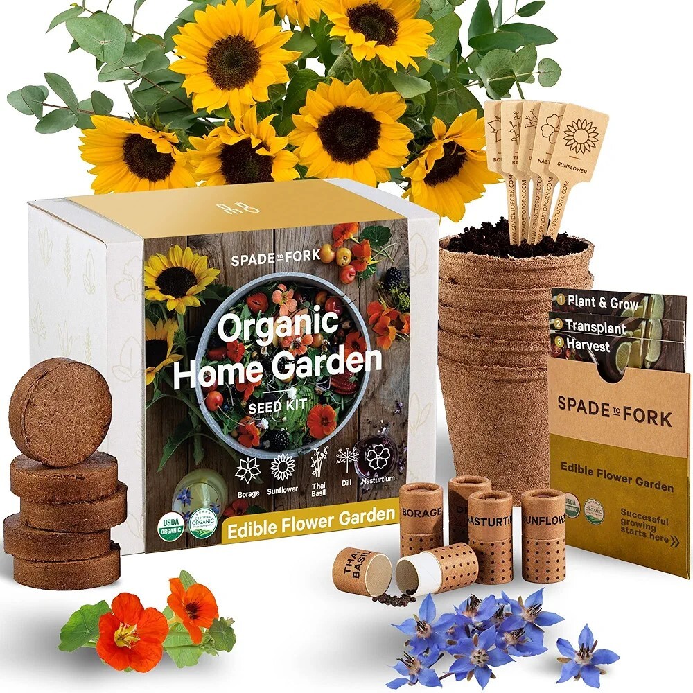 Spade to Fork Organic Home Garden Seed Kit – Edible Flower Garden