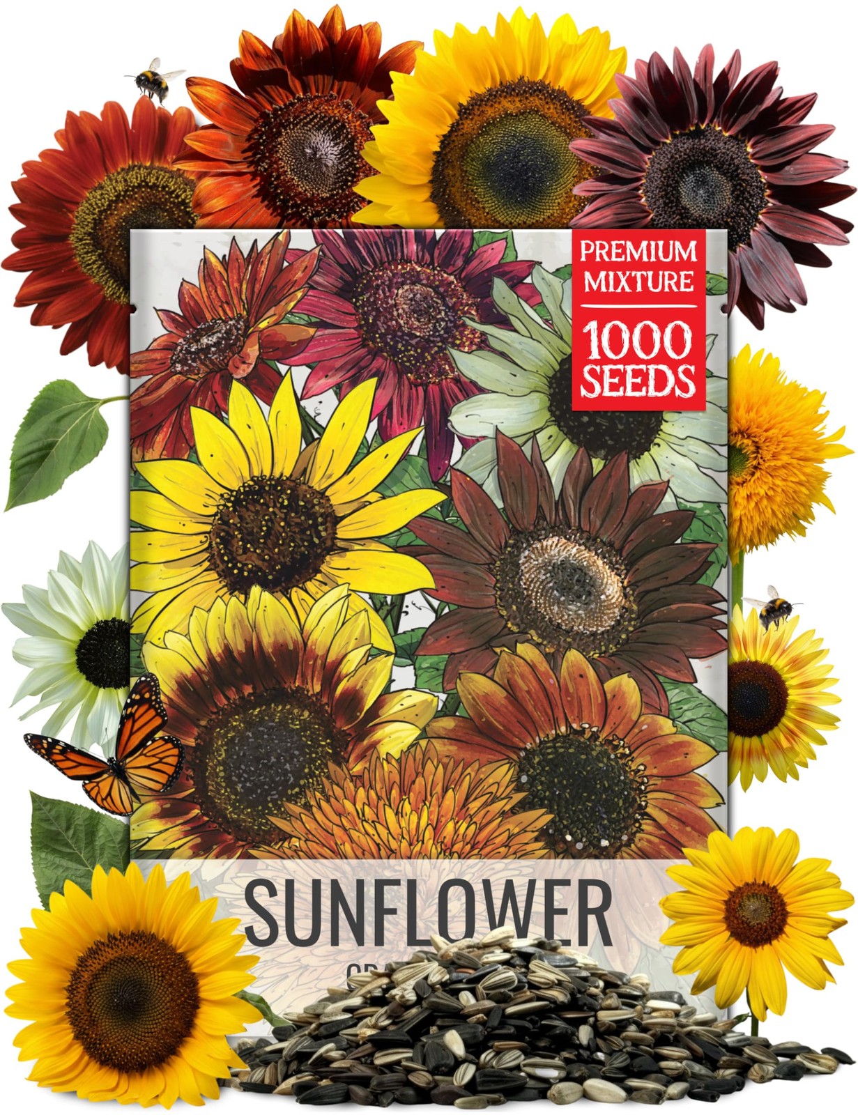 Seed Needs Sunflower Seeds for Planting The Original Crazy Blend 1 Ounce 15