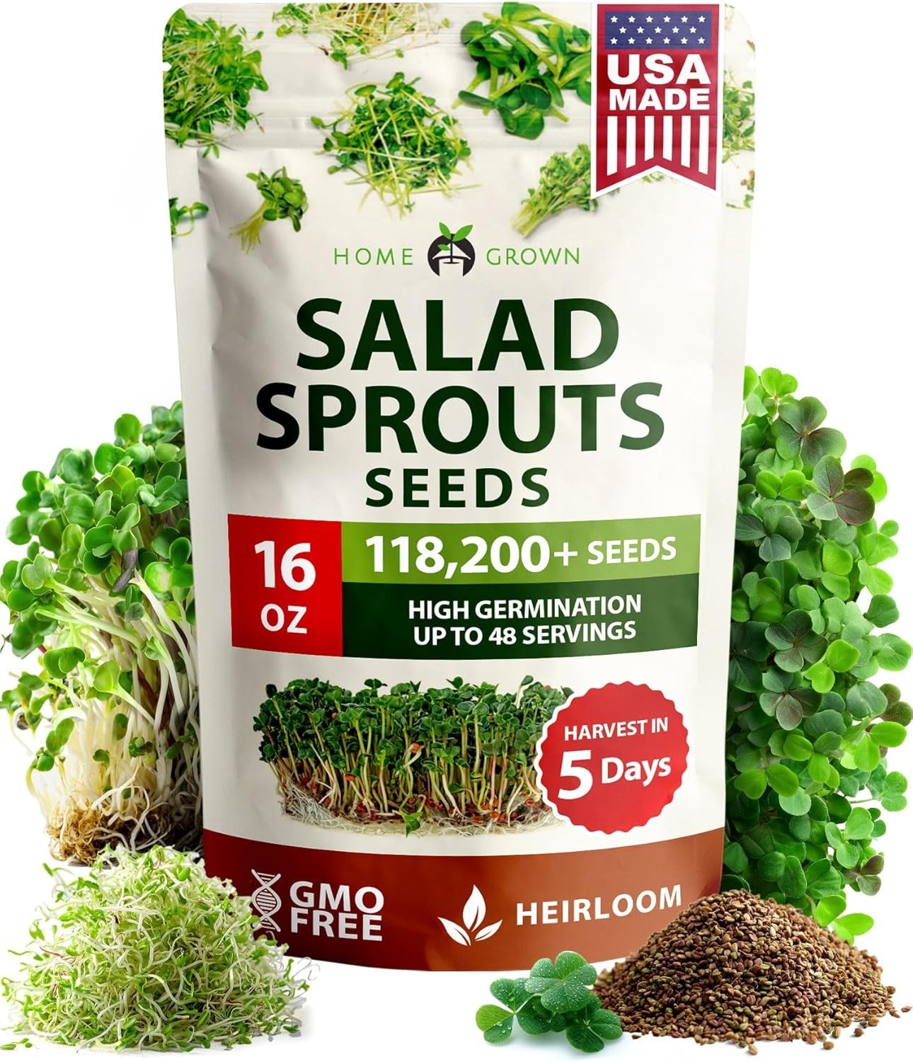Sprouting Seeds Mix – Microgreens 118,200 Seeds for Indoor Growing – Non-GMO …