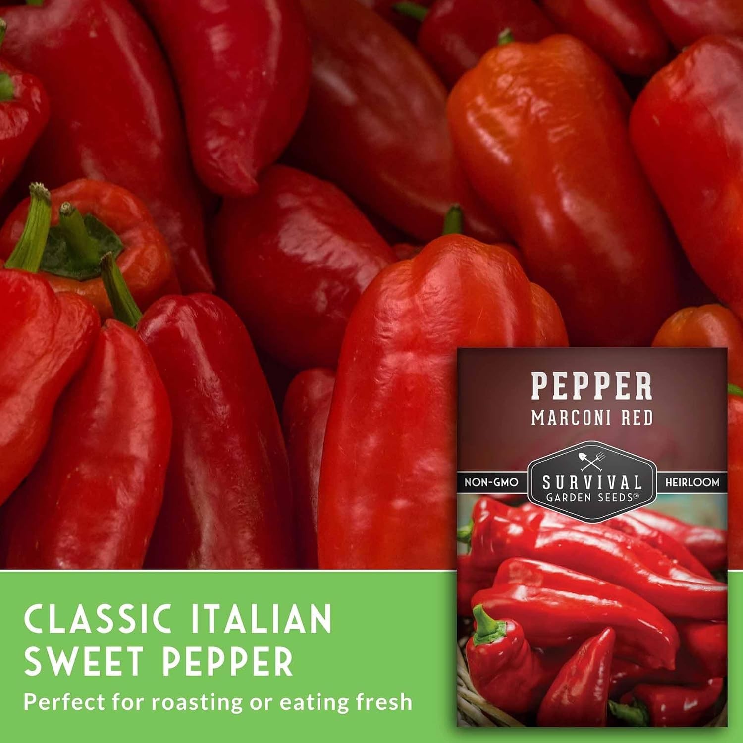Marconi Red Pepper Seeds for Planting Sweet Italian Heirloom Non-GMO Peppers