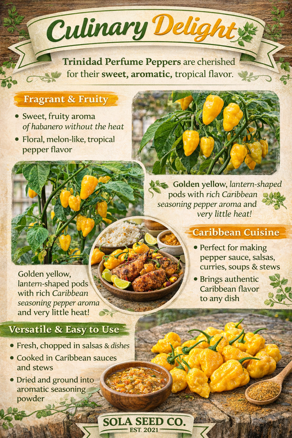 10 Trinidad Perfume Pepper Seeds Rare Caribbean Seasoning Pepper Yellow