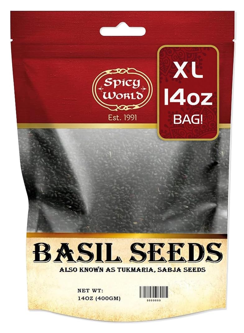 Basil Seeds 14 Ounce Bag – Tukmaria, Sabja Seeds – Used in Falooda & Ayurveda