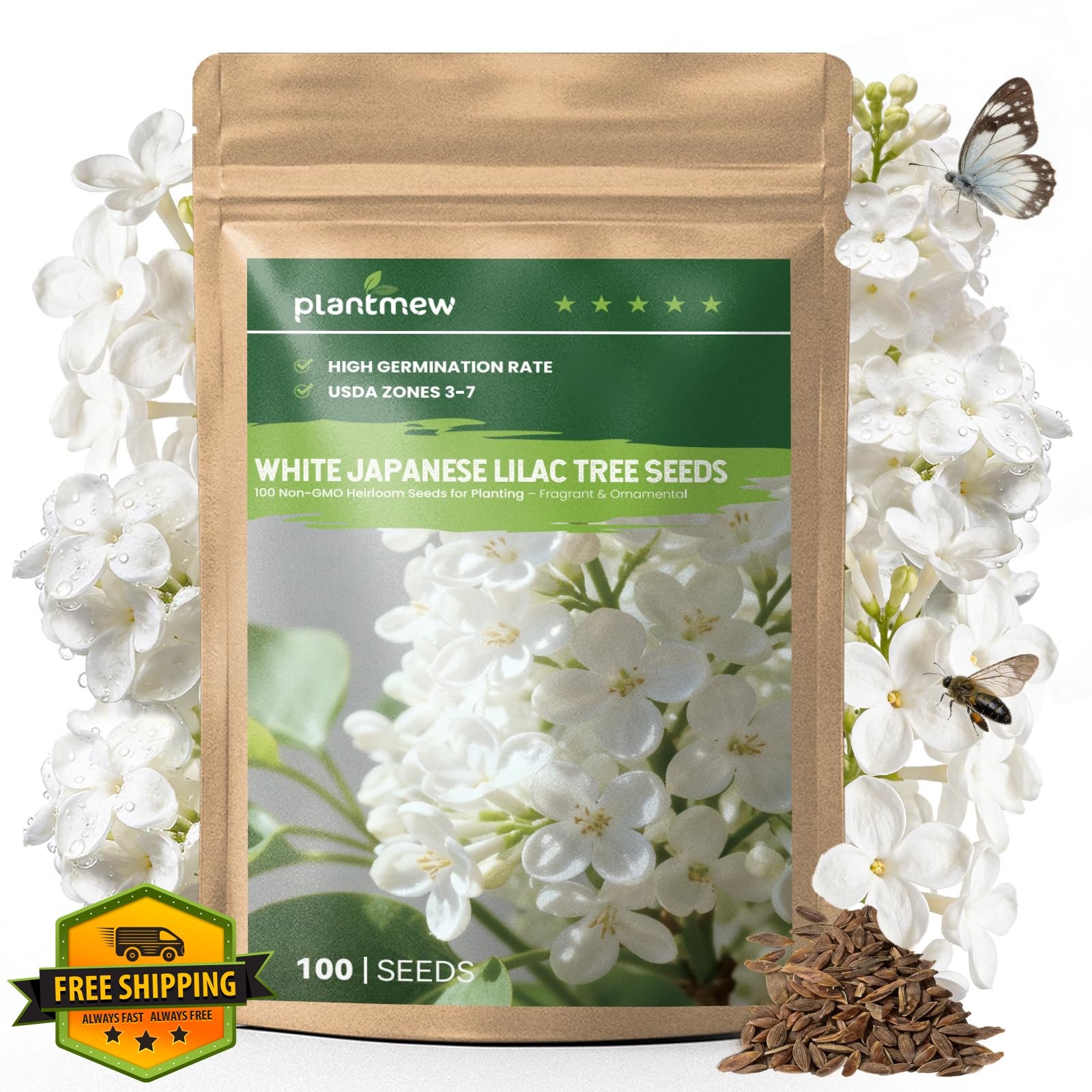 PLANTMEW White Japanese Lilac Tree Seeds 10g Fragrant