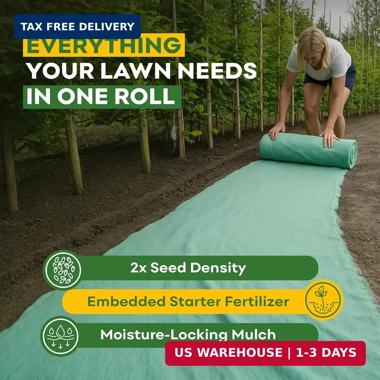 Petramax ReadyRoll Biodegradable Bermuda Grass Seed Mat for Southern Lawn 54 Sq