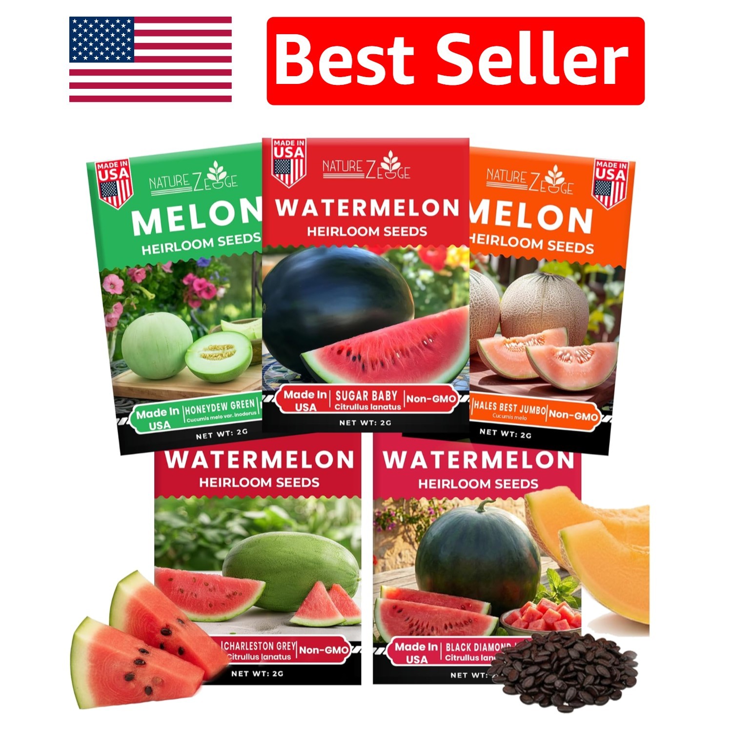 Hand-Packaged Melon Seeds: Grow Sugar Baby, Black Diamond & More This Summer