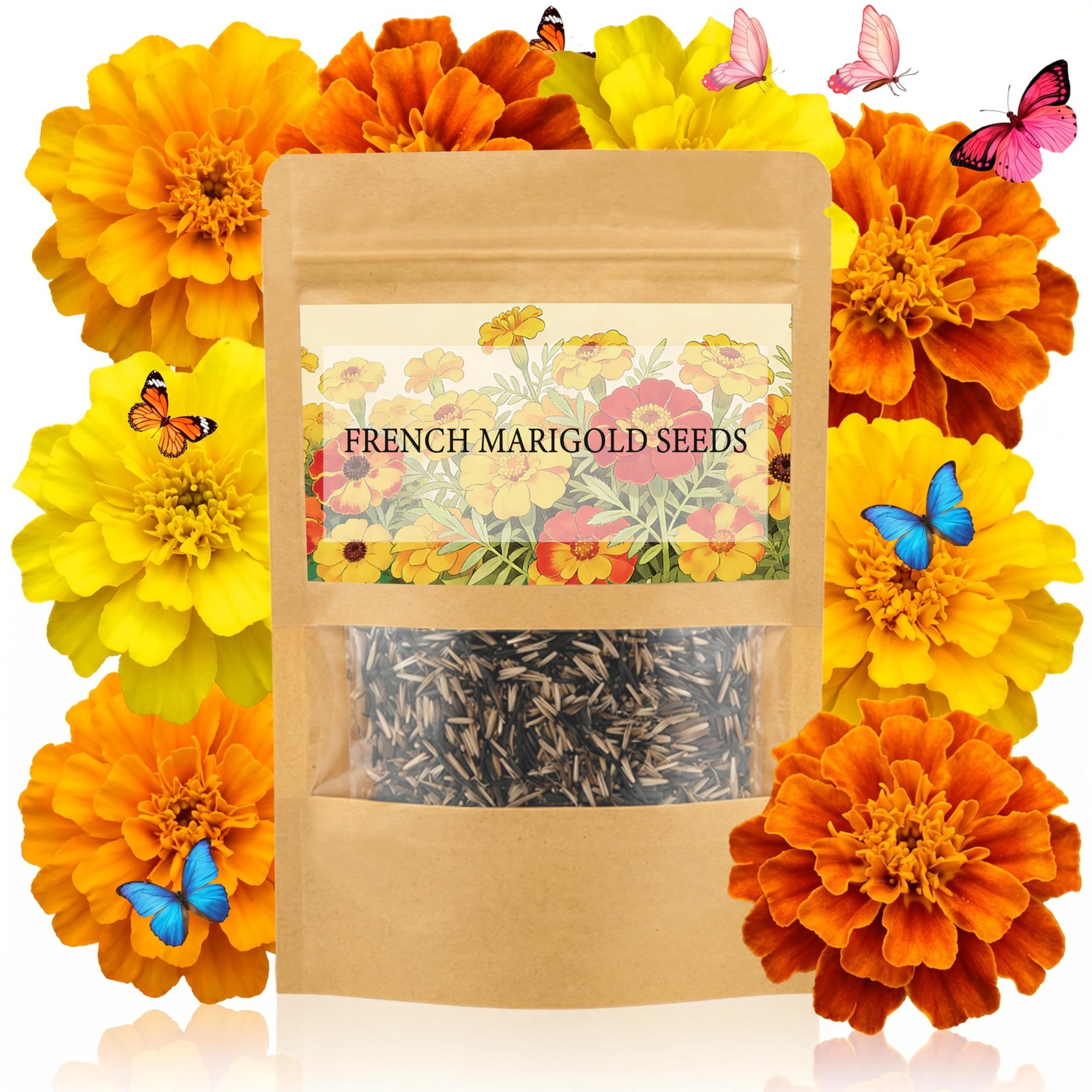 Giant French Marigold Seeds – 4,000+ Bulk for Vibrant Pollinator Gardens