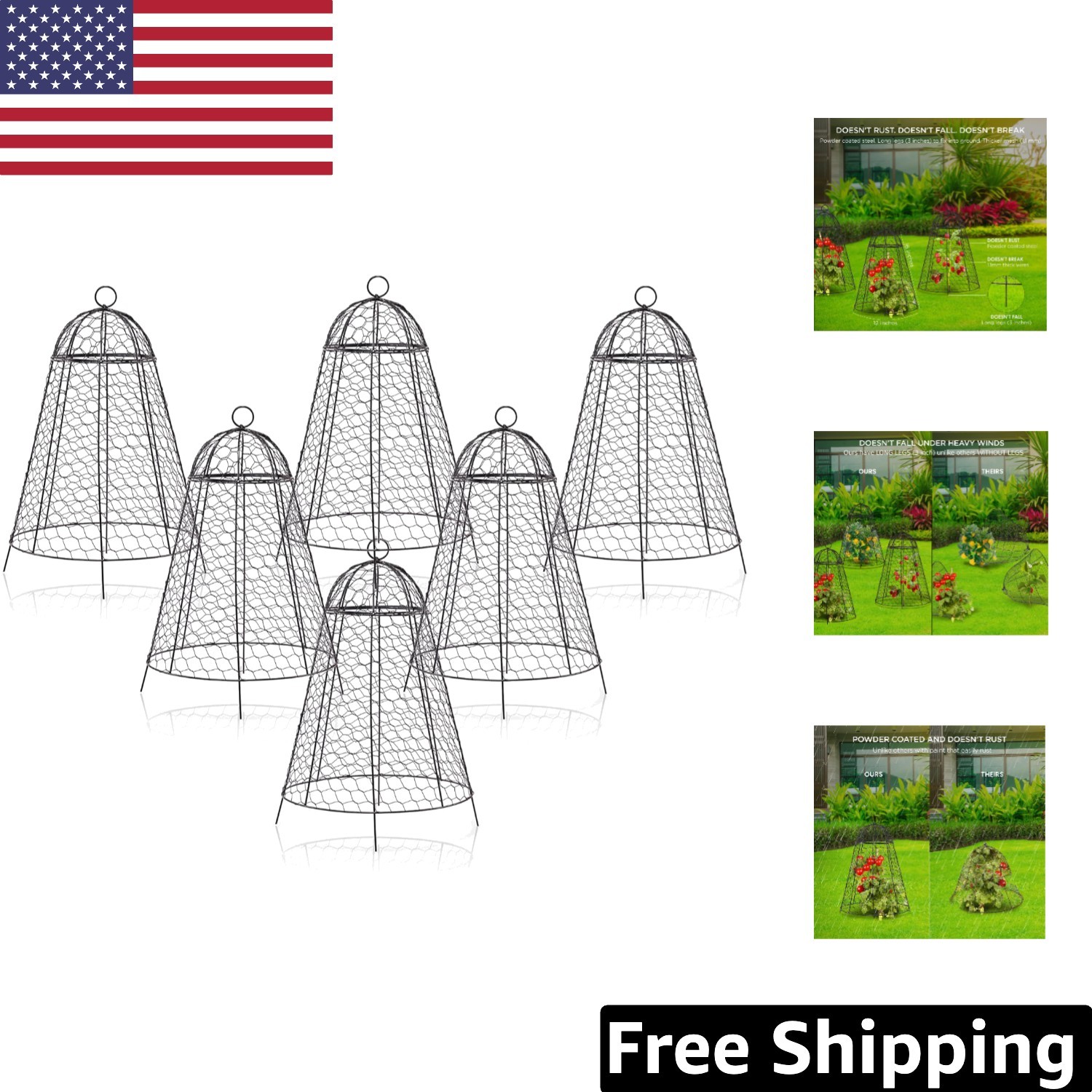 Animal-Proof Garden Cloches – 12″ x 20″ Protective Mesh Enclosures for Plants