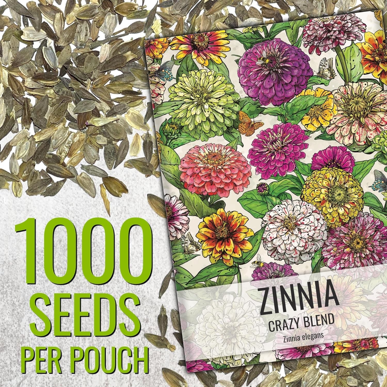 Heirloom Zinnia Seeds – 15+ Varieties, 1,000 Seeds for Cut Flower Gardens