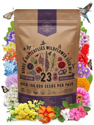 Wildflower Seeds Mix – 100,000+ Non-GMO Annual & Perennial for Garden, Attract B