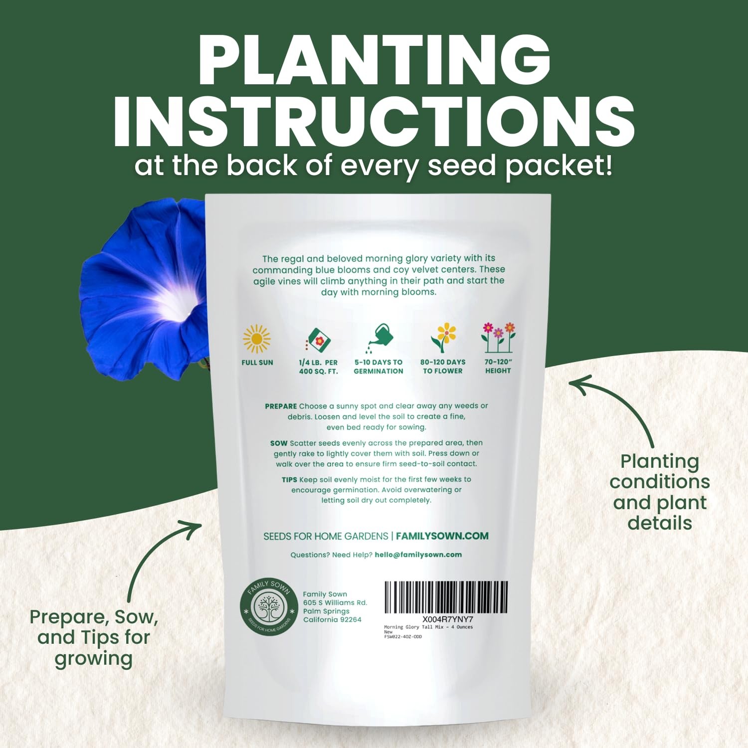 Heavenly Blue Morning Glory Seeds 3,000 Count for Planting, 4 Ounce Pouch