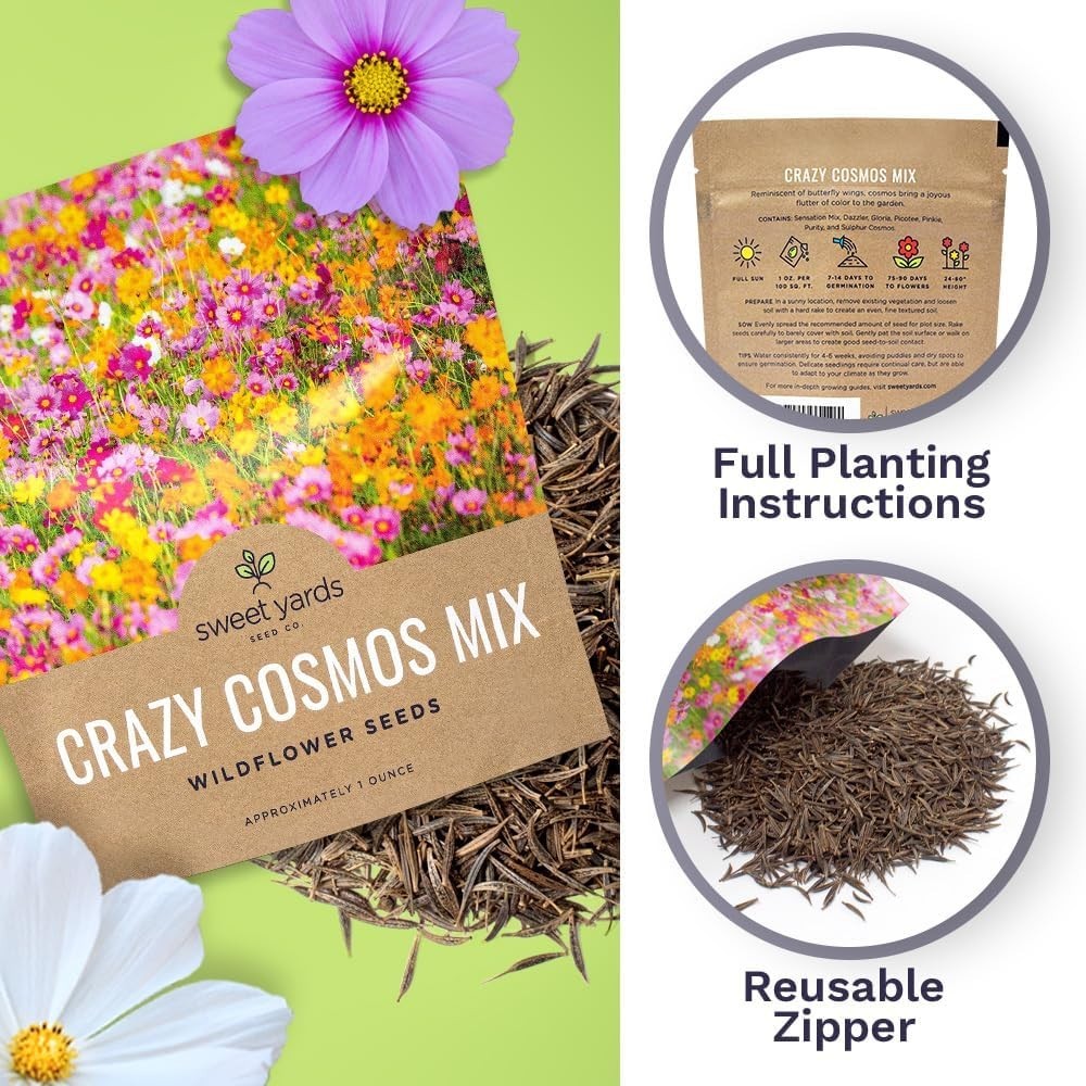 Cosmos Wildflower Seeds Mix – Bulk 1oz Packet