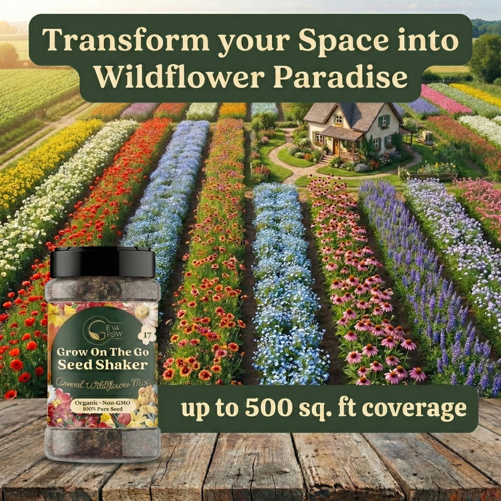 Annual Wildflower Seed Mix 2 Ounce Shaker for Vibrant Gardens