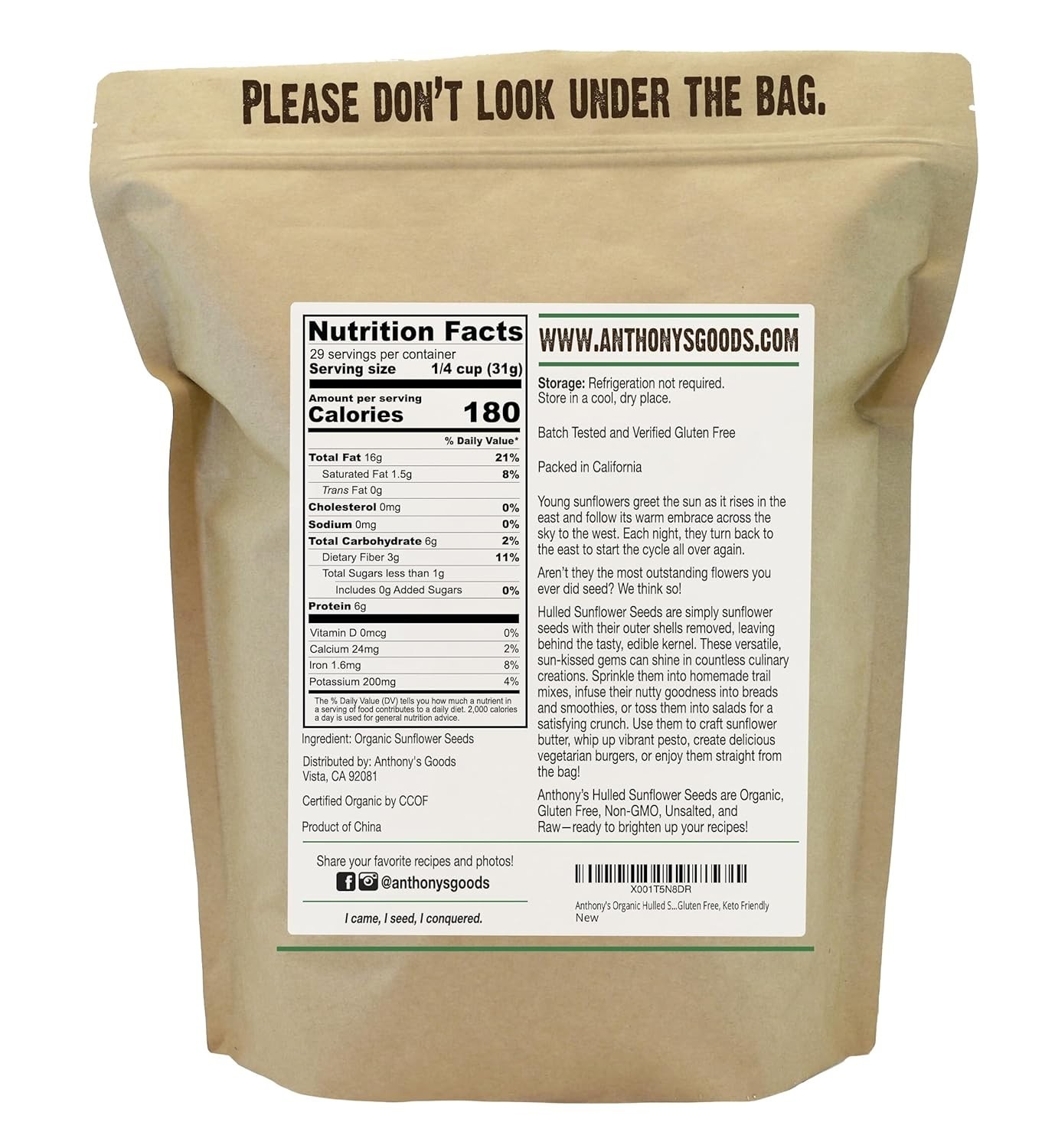 Batch Tested Gluten Free Organic Sunflower Seeds, 2 lb – Versatile & Healthy