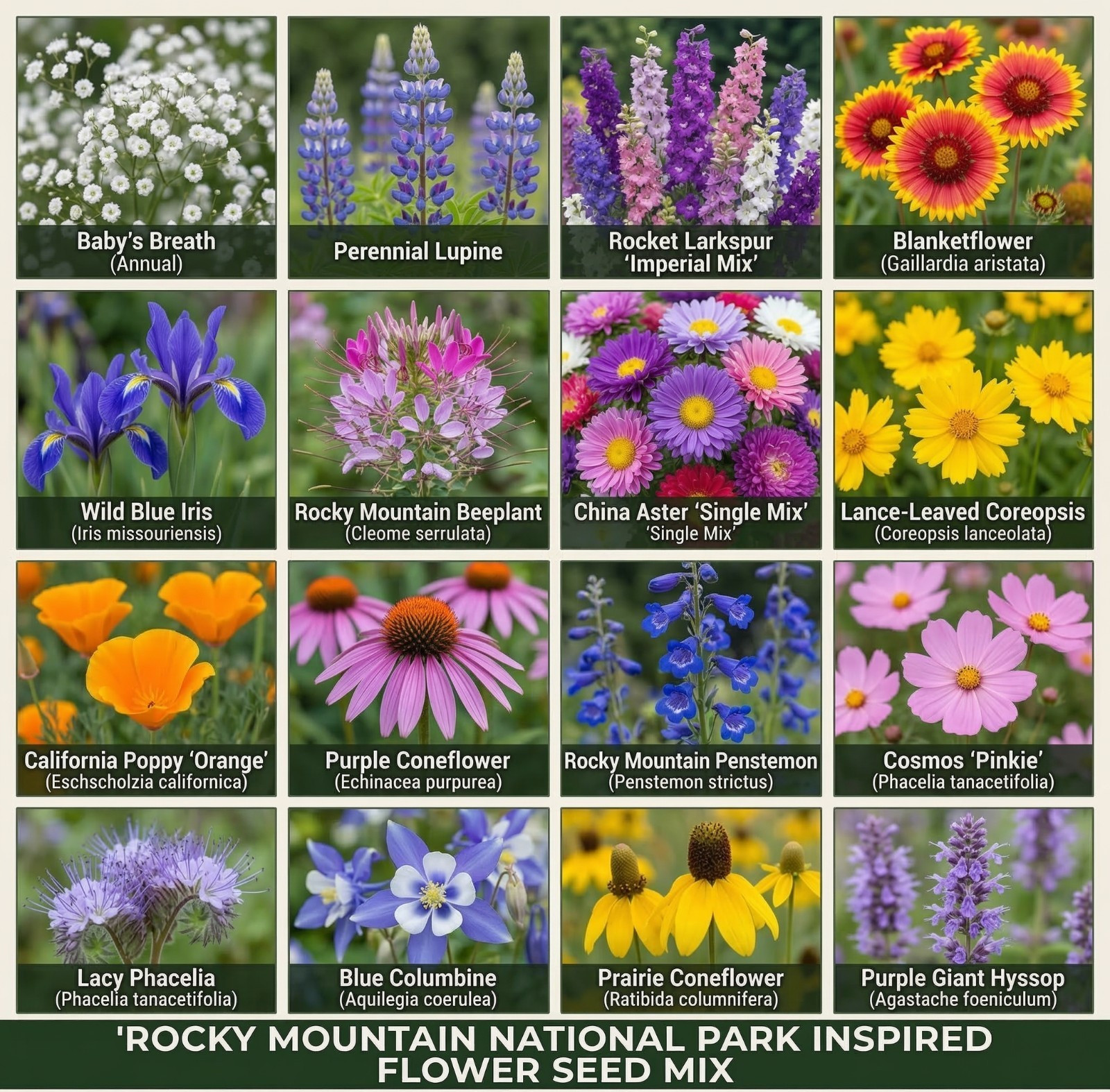 Wildflower Mix ROCKY MOUNTAIN National Park Inspired Garden Pollinator 500 Seeds