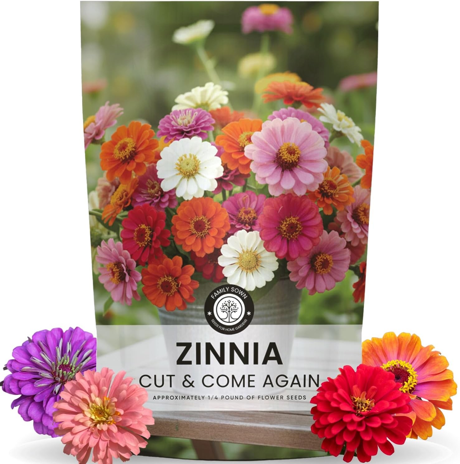 Zinnia Cut and Come Again – 16000 Seeds for Planting – 4 Ounce Pouch