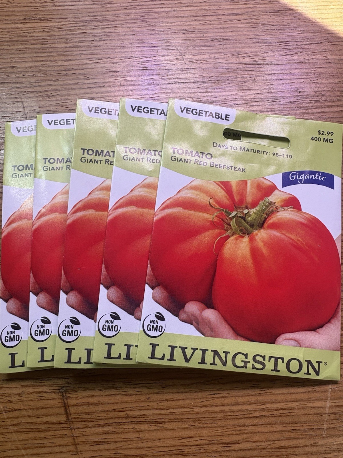 5 PACK BUNDLE Livingston Seed Company Giant Red Beefsteak Non-GMO Tomato Seeds
